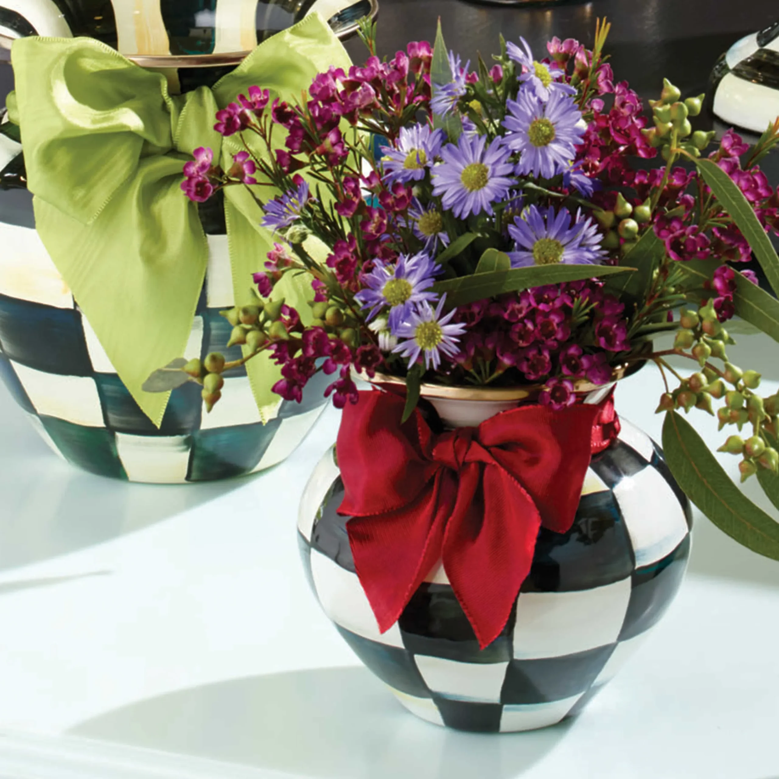 Courtly Check Enamel Vase - Red Bow|MacKenzie-Childs Sale