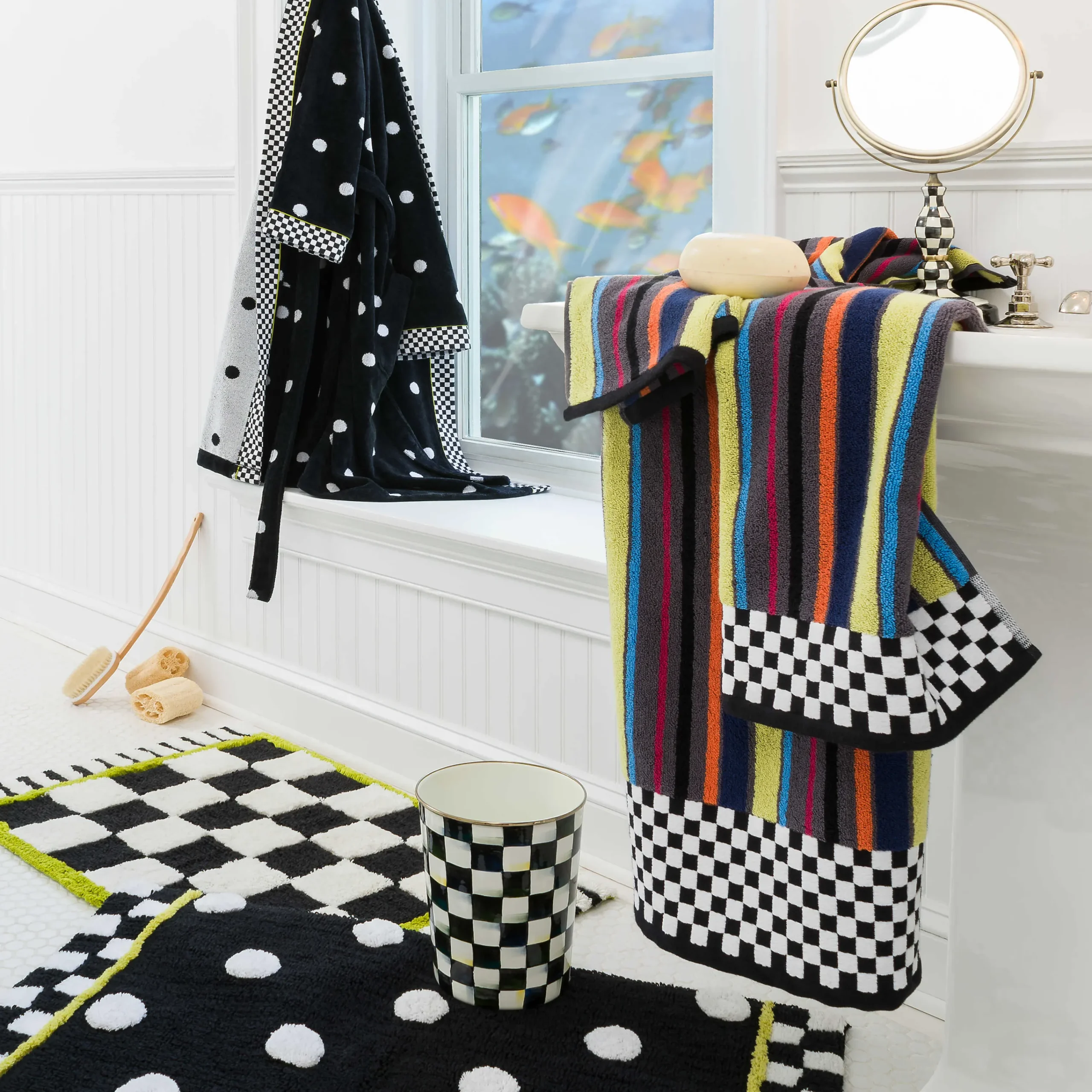 Courtly Check Enamel Waste Bin|MacKenzie-Childs Online