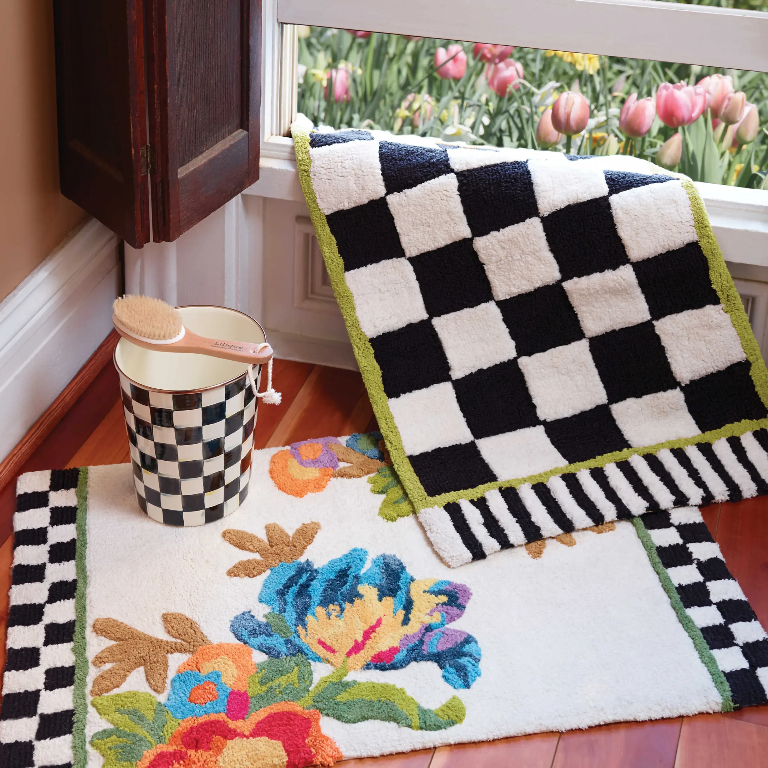 Courtly Check Enamel Waste Bin|MacKenzie-Childs Online