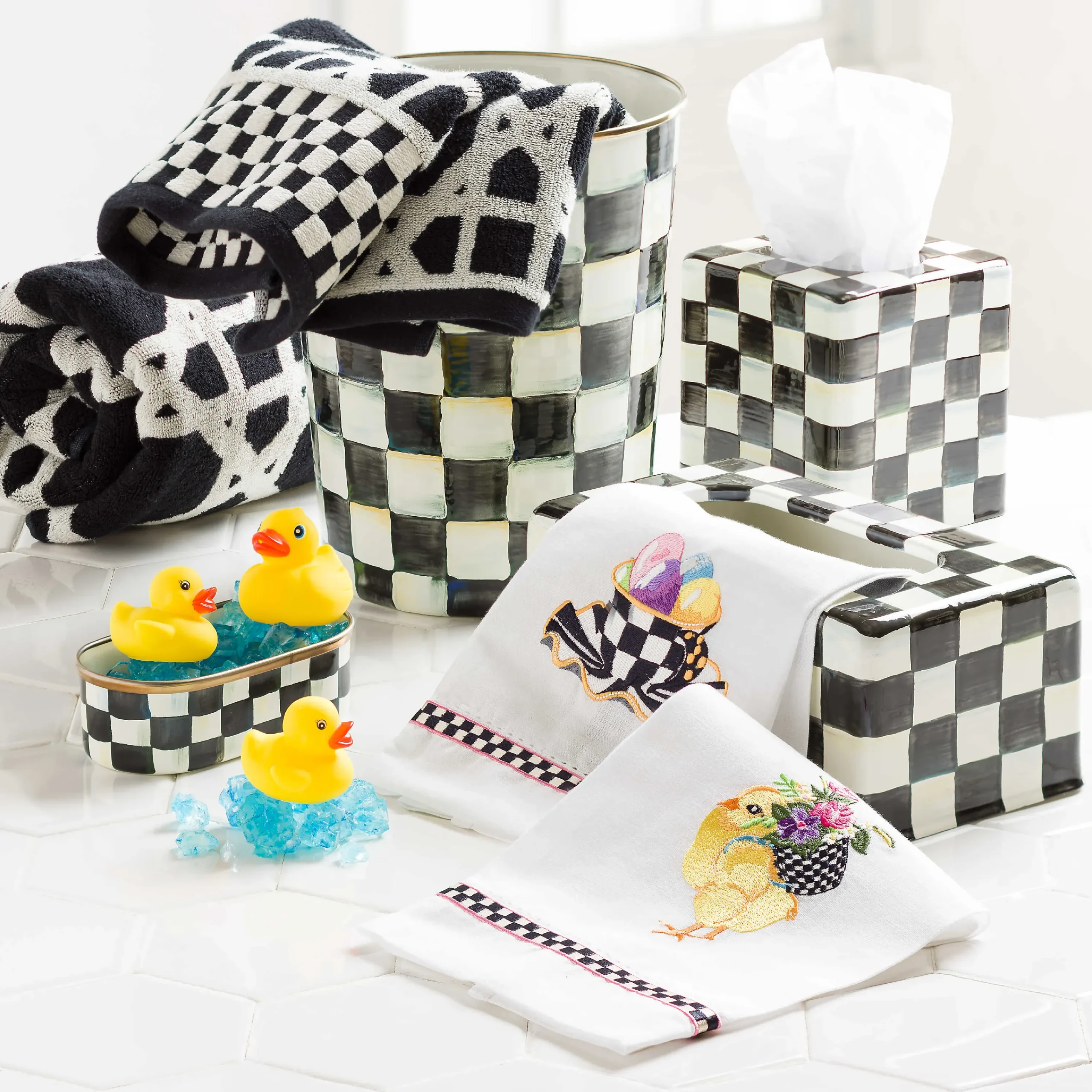 Courtly Check Enamel Waste Bin|MacKenzie-Childs Online