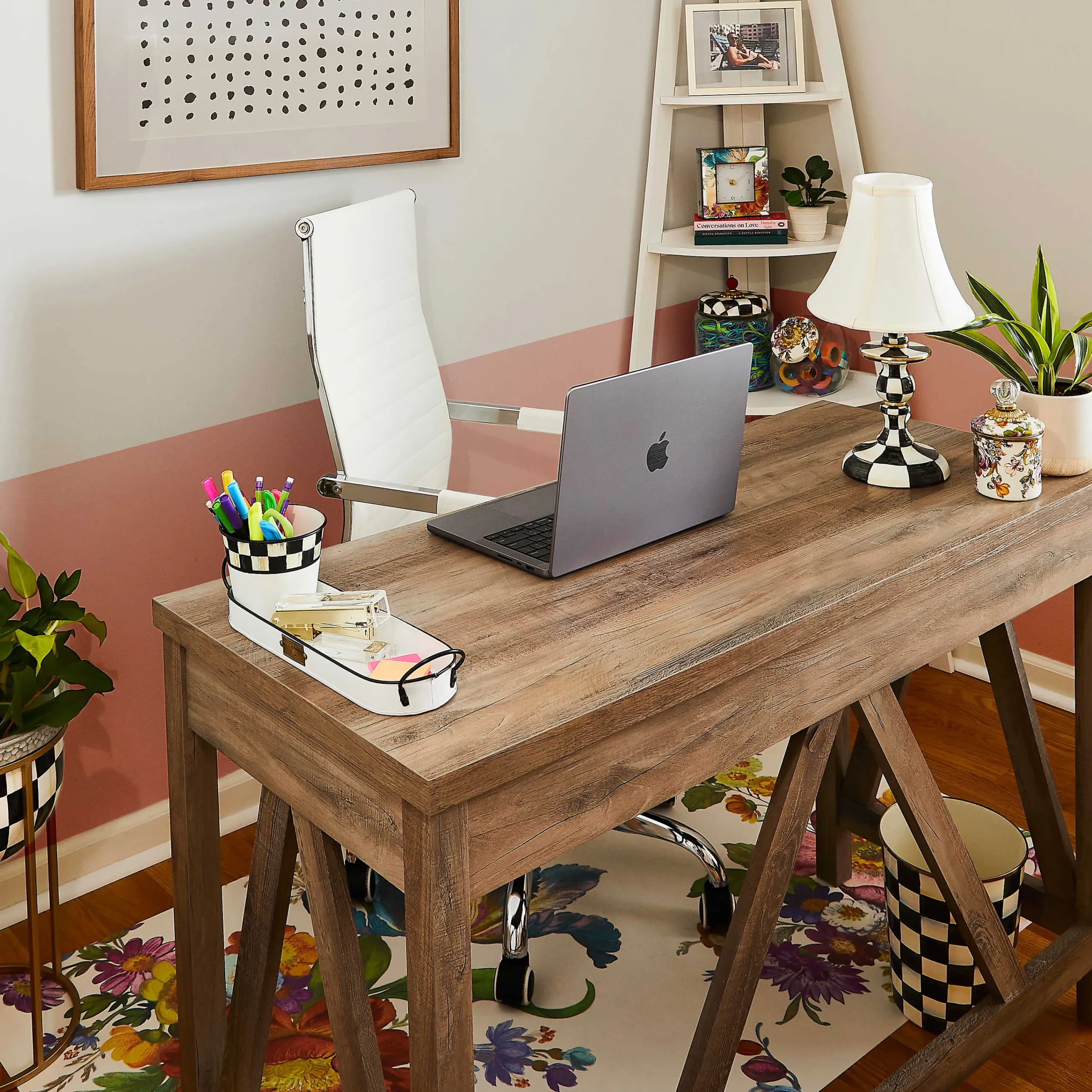 Courtly Check Enamel Waste Bin|MacKenzie-Childs Online