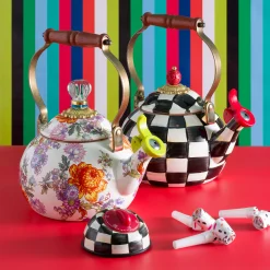 Courtly Check Enamel Whistling Tea Kettle|MacKenzie-Childs New
