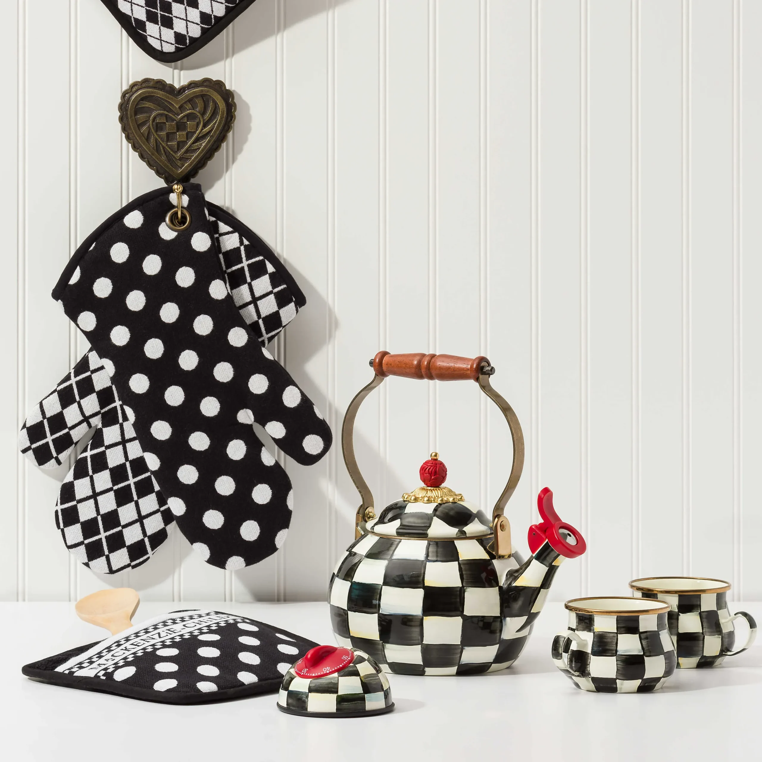 Courtly Check Enamel Whistling Tea Kettle|MacKenzie-Childs New