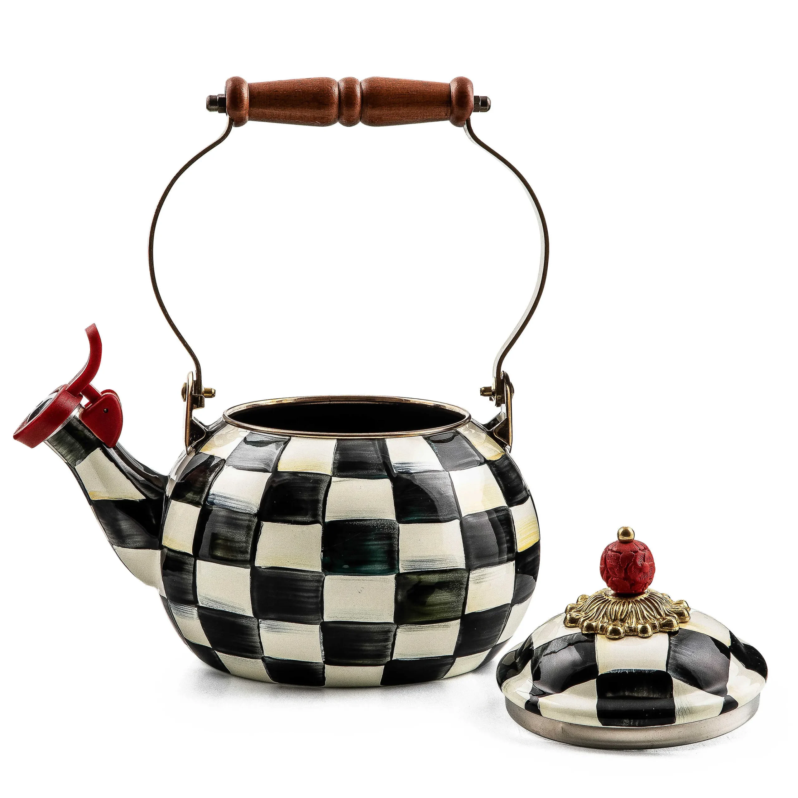 Courtly Check Enamel Whistling Tea Kettle|MacKenzie-Childs New