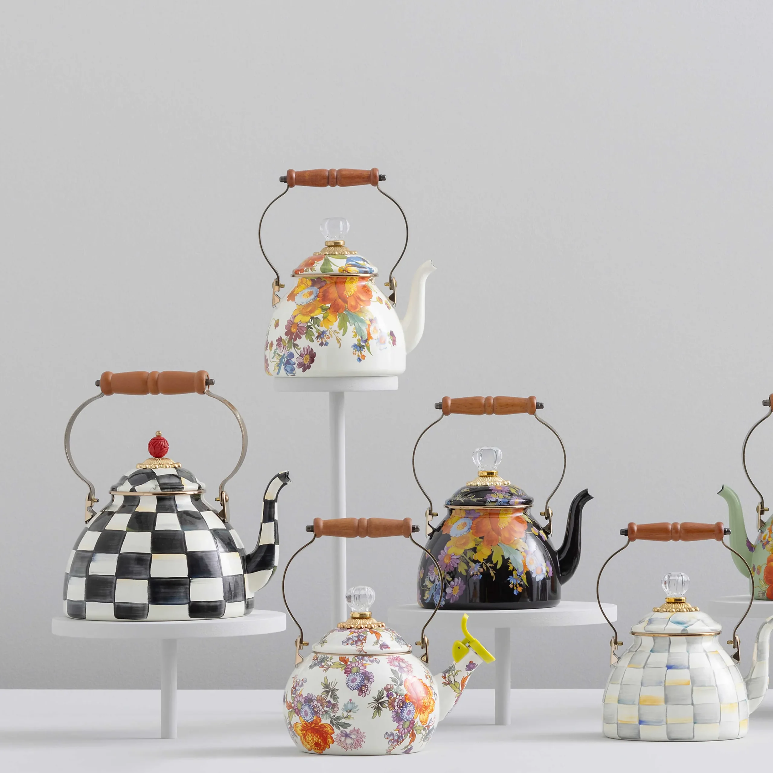 Courtly Check Enamel Whistling Tea Kettle|MacKenzie-Childs New