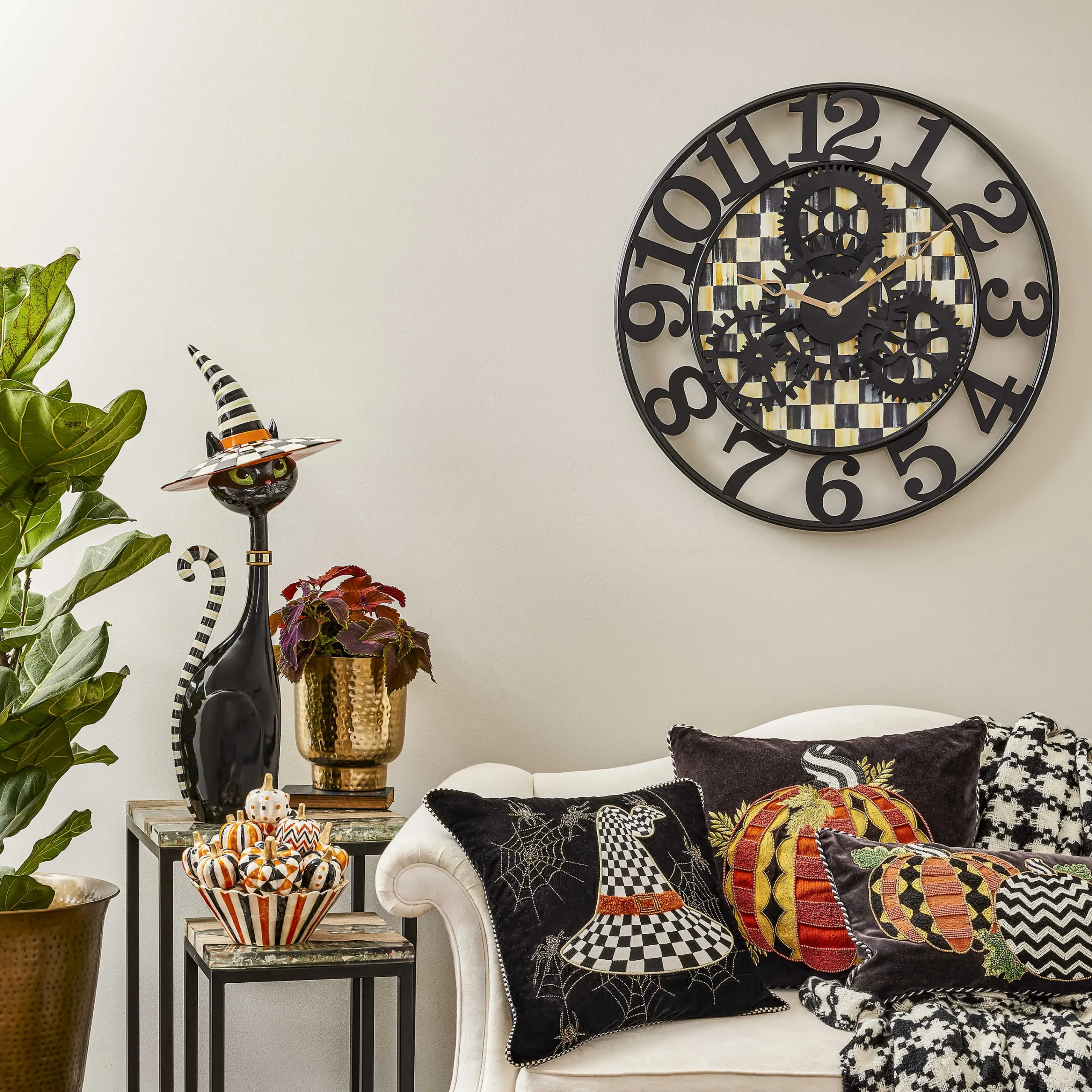 Courtly Check Farmhouse Wall Clock - Large|MacKenzie-Childs Clearance