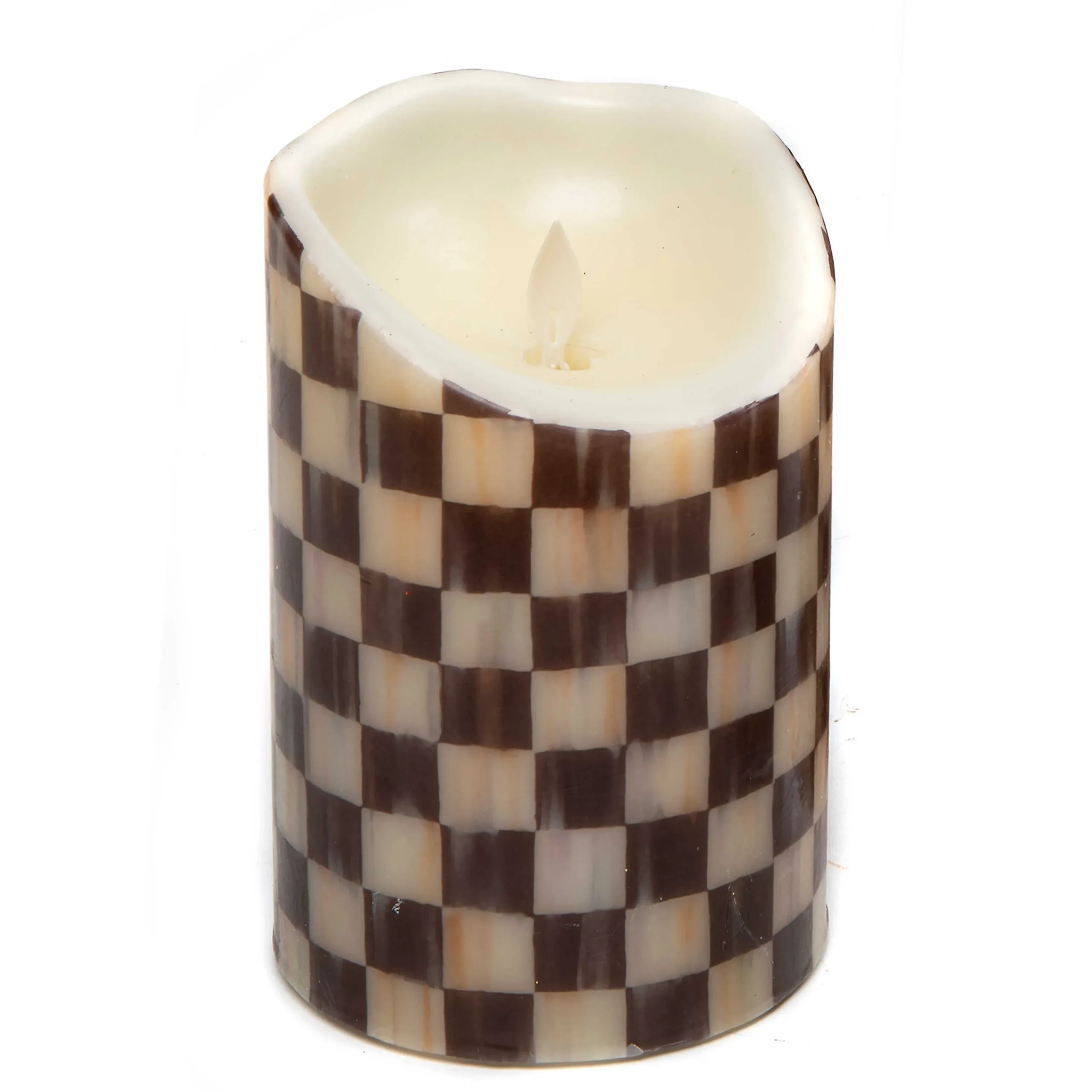 Courtly Check Flicker 6" Pillar Candle|MacKenzie-Childs Online
