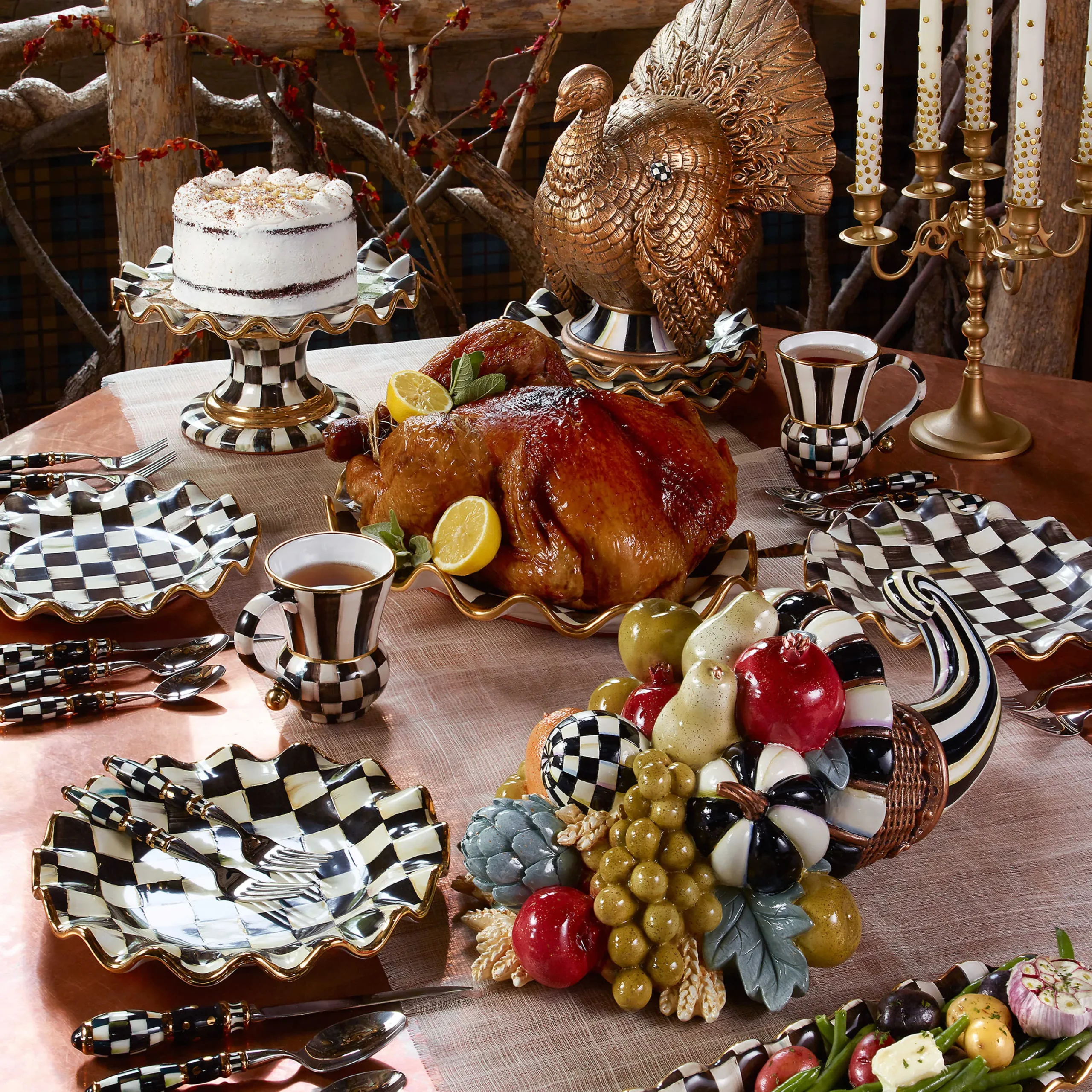 Courtly Check Fluted Cake Stand|MacKenzie-Childs Outlet