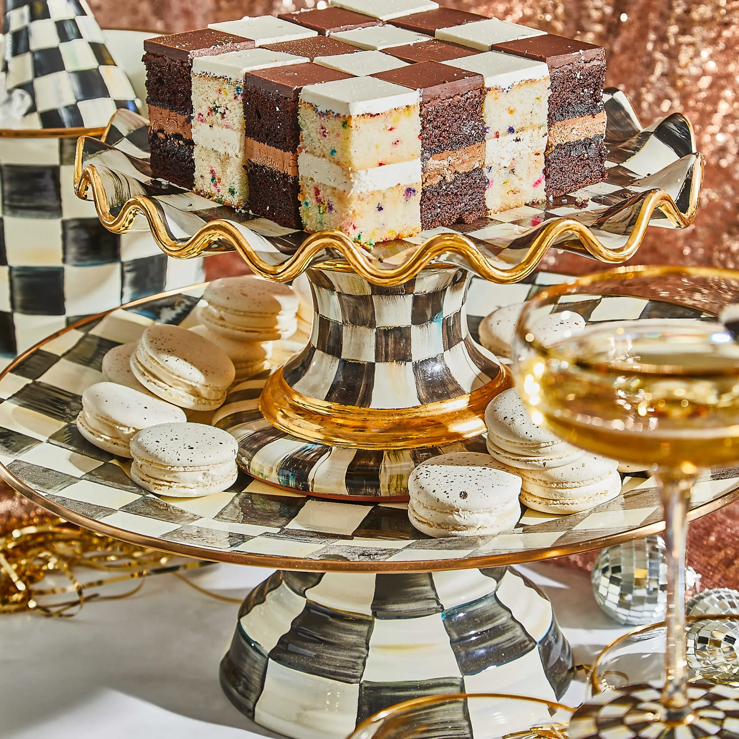 Courtly Check Fluted Cake Stand|MacKenzie-Childs Outlet