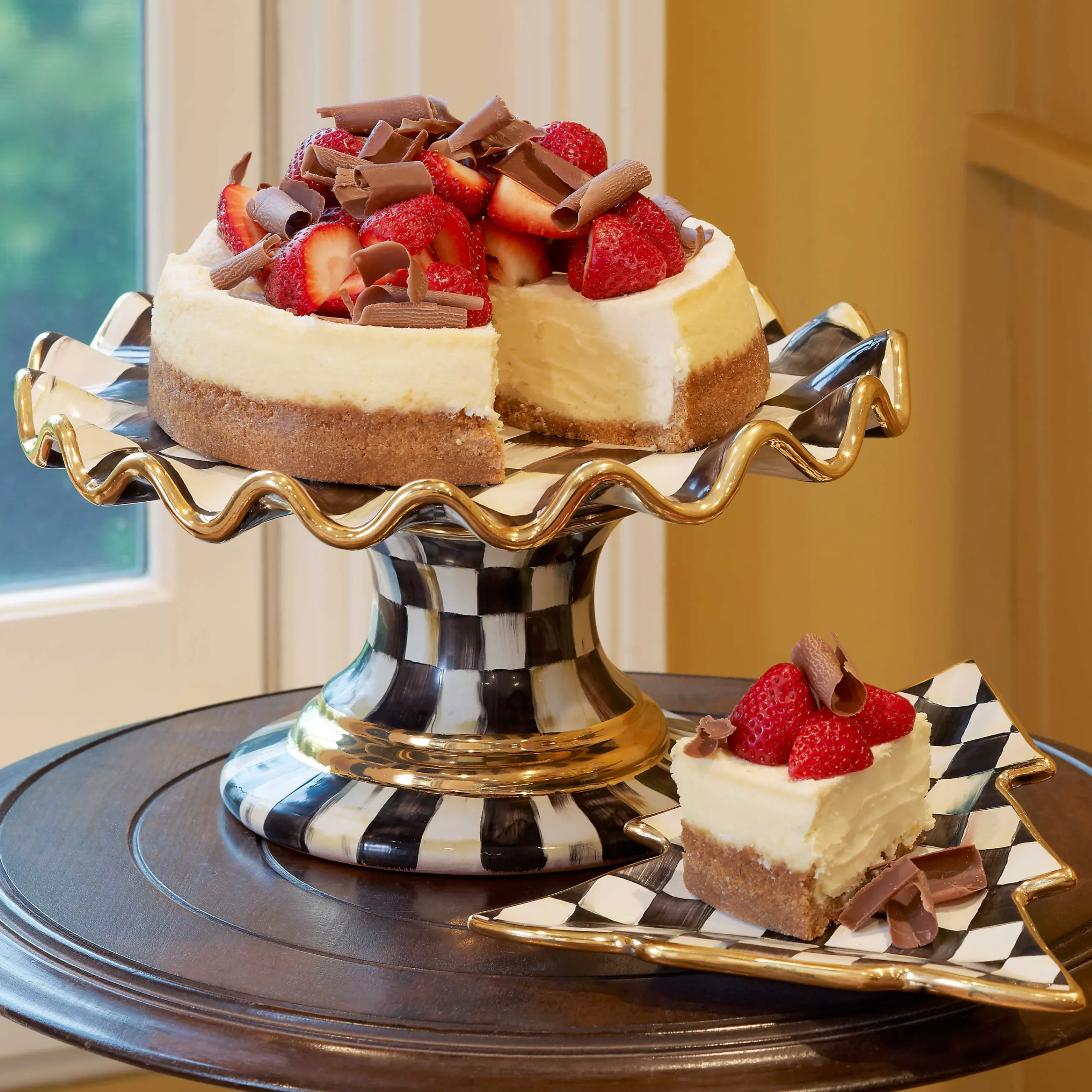 Courtly Check Fluted Cake Stand|MacKenzie-Childs Outlet