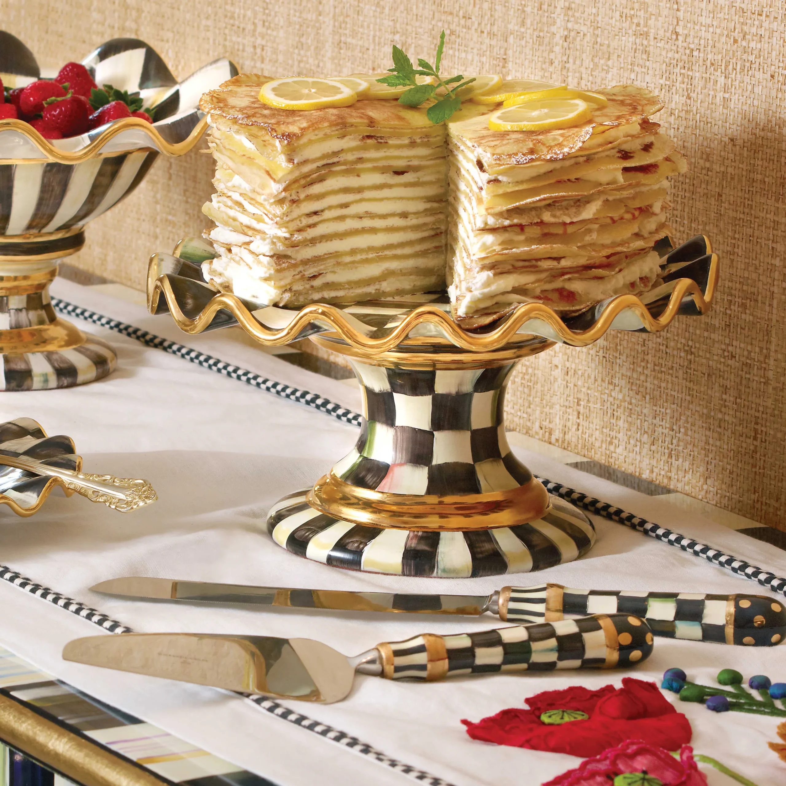 Courtly Check Fluted Cake Stand|MacKenzie-Childs Outlet
