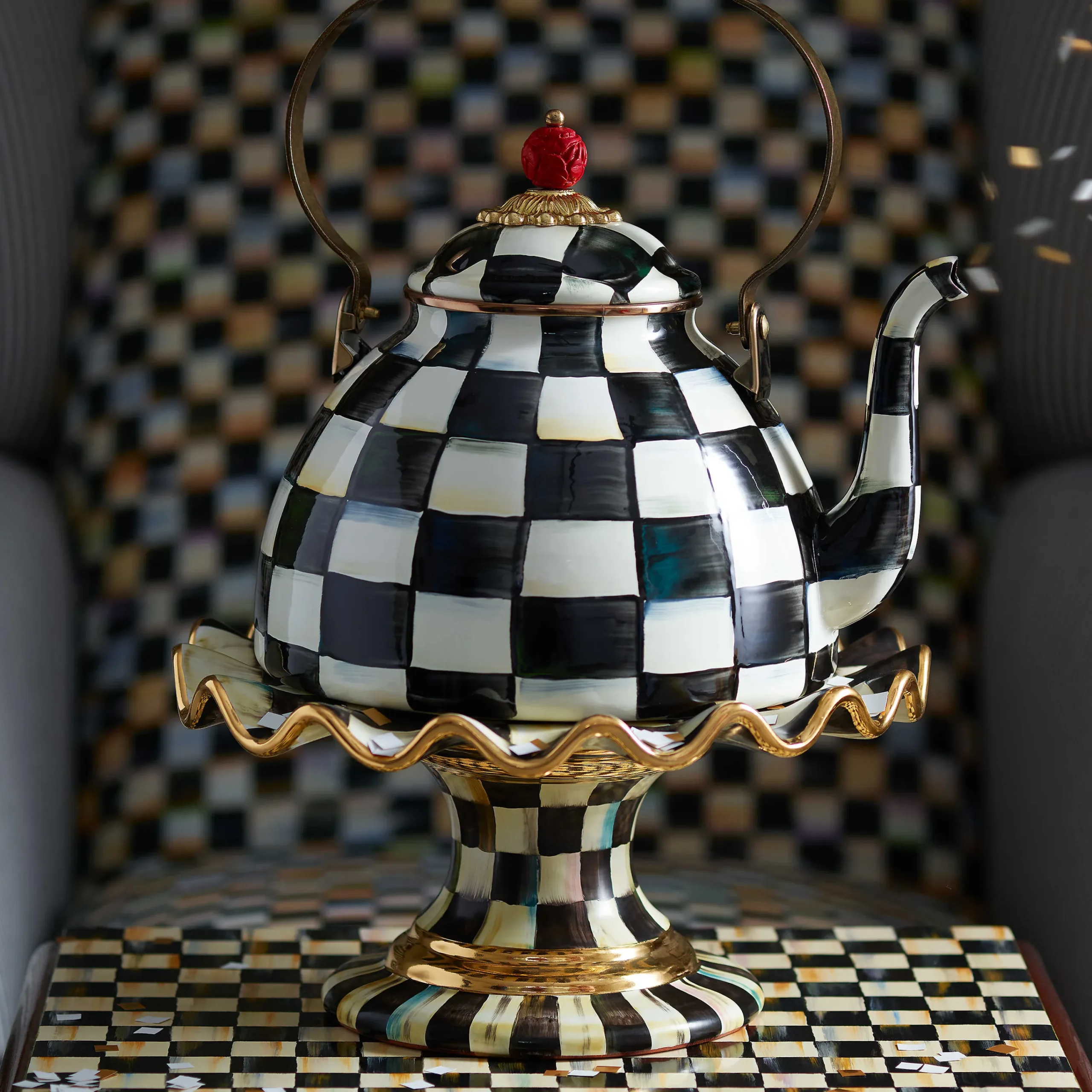 Courtly Check Fluted Cake Stand|MacKenzie-Childs Outlet