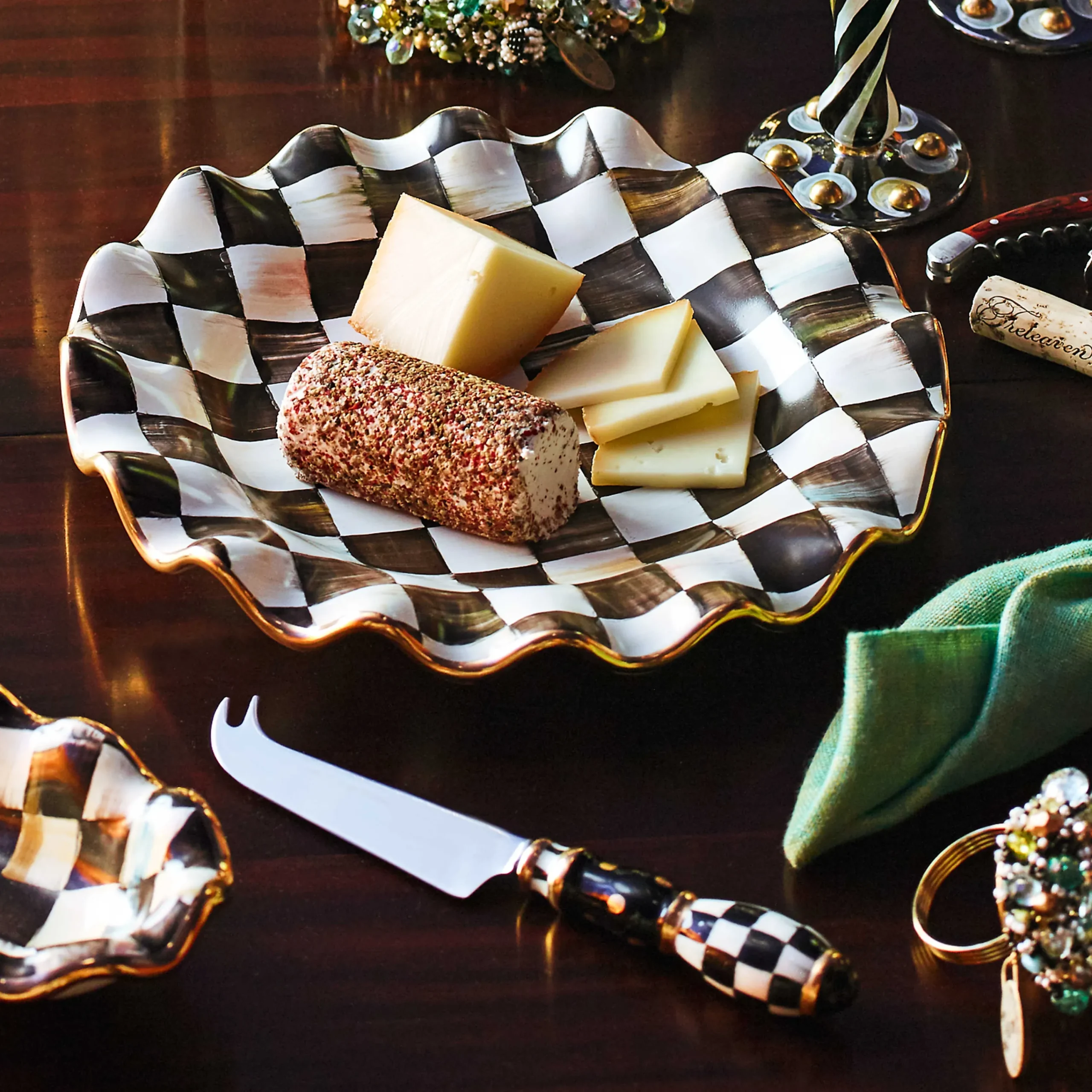 Courtly Check Fluted Dessert Plate|MacKenzie-Childs Online