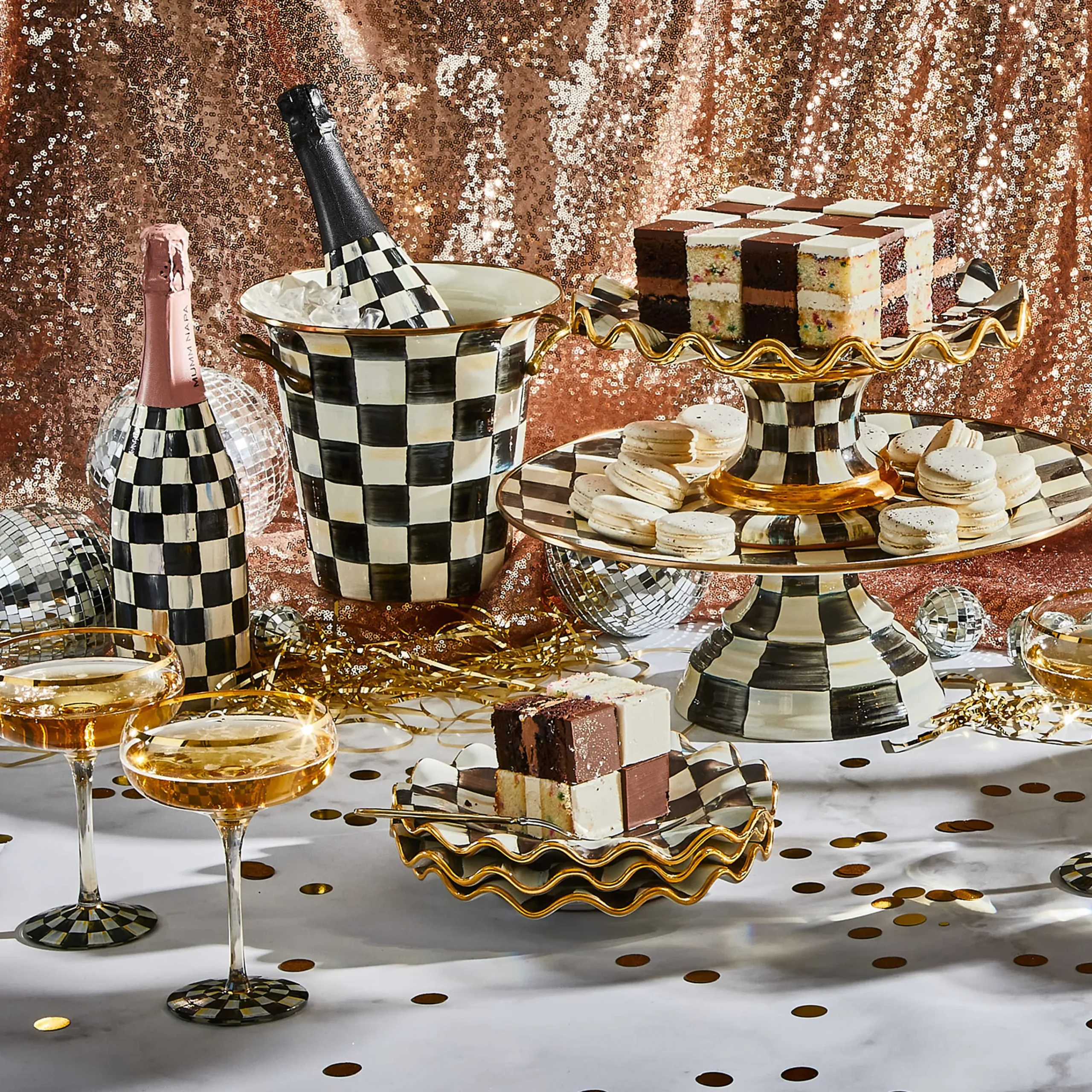 Courtly Check Fluted Dessert Plate|MacKenzie-Childs Online