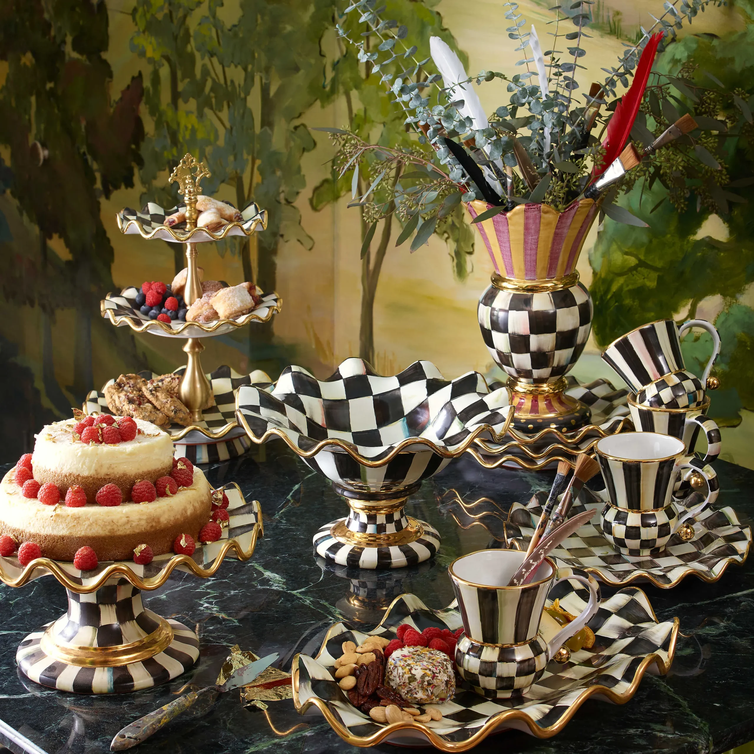 Courtly Check Fluted Dinner Plate|MacKenzie-Childs New