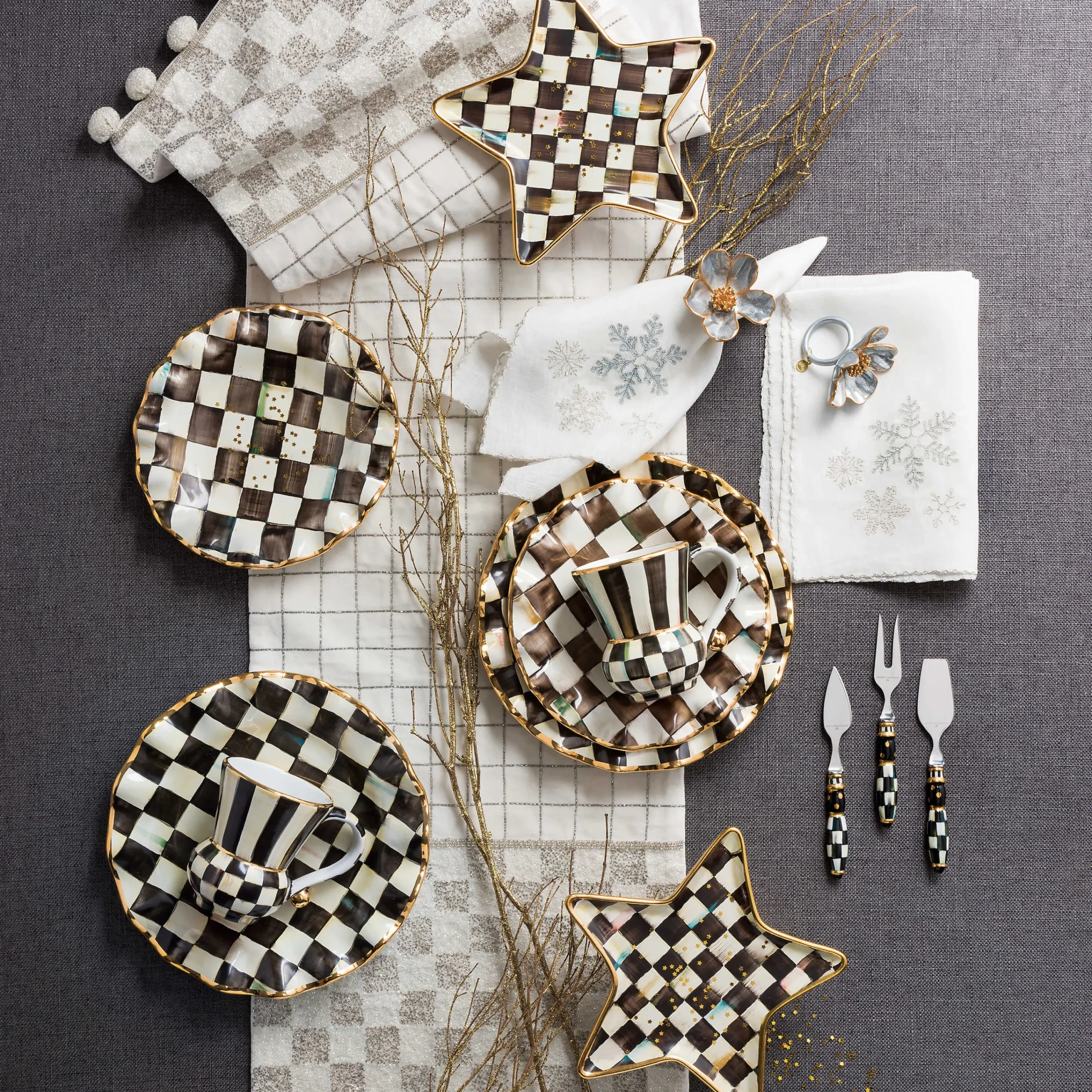 Courtly Check Fluted Dinner Plate|MacKenzie-Childs New