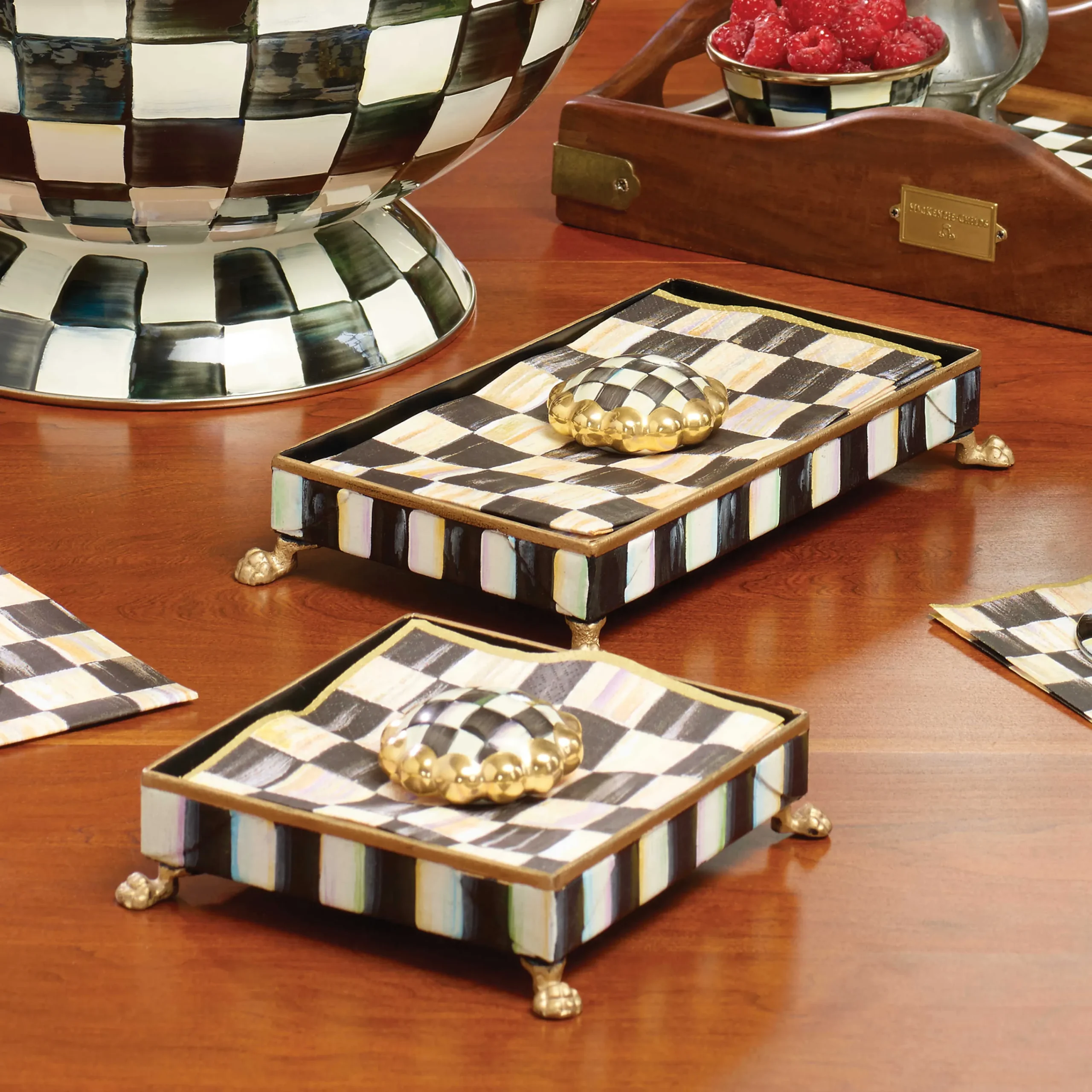 Courtly Check Guest Towel Holder Set - Gold|MacKenzie-Childs