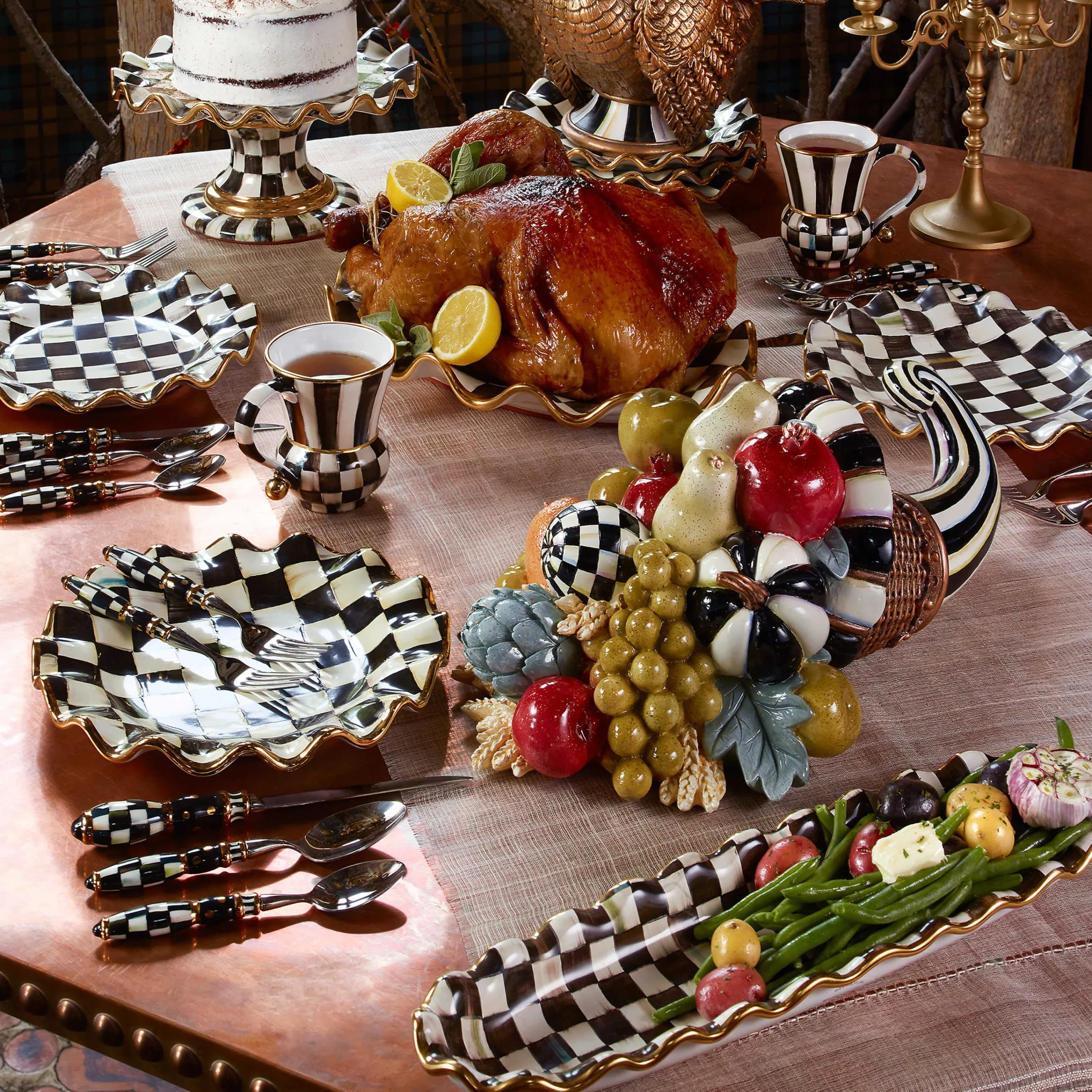 Courtly Check Hors D'Oeuvre Tray|MacKenzie-Childs Clearance