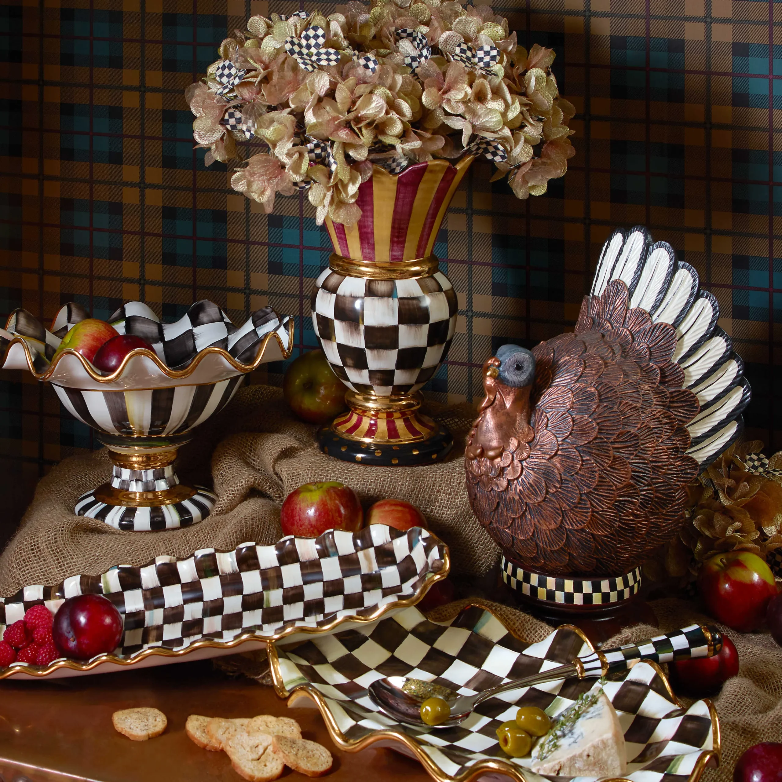 Courtly Check Hors D'Oeuvre Tray|MacKenzie-Childs Clearance