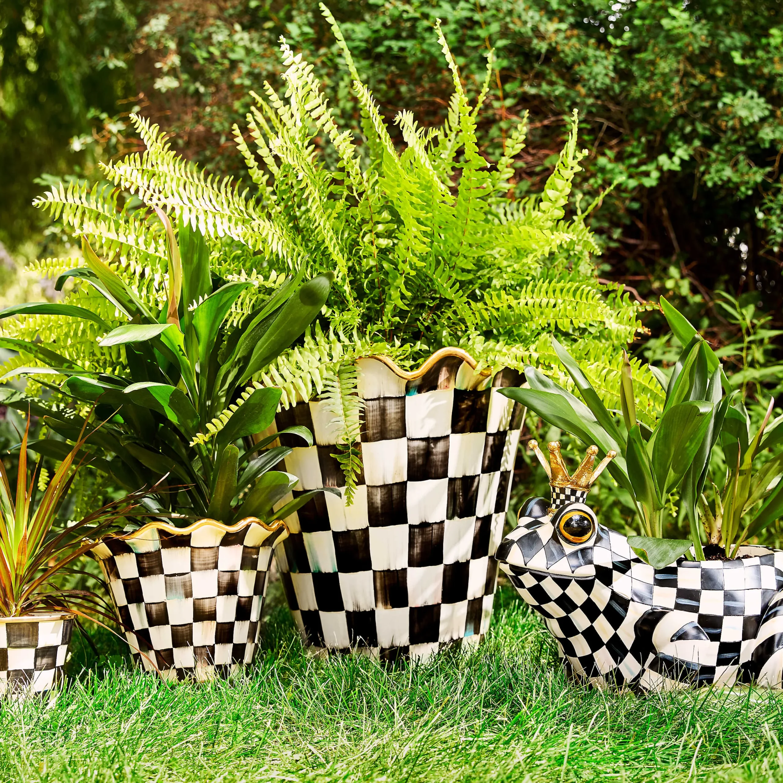 Courtly Check Jumbo Garden Pot|MacKenzie-Childs Outlet