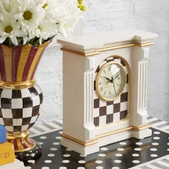 Courtly Check Mantel Clock - Off White|MacKenzie-Childs New