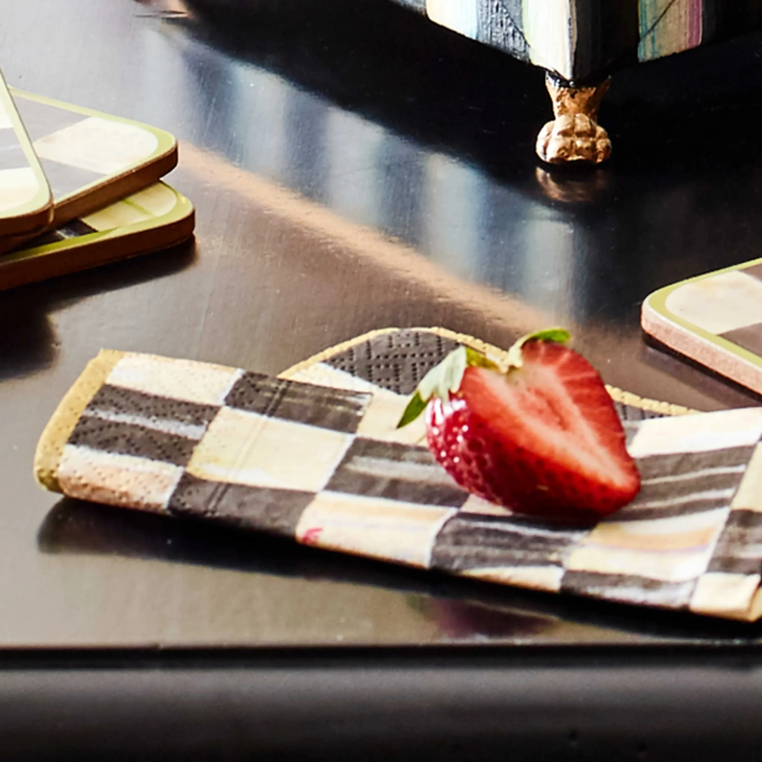 Courtly Check Paper Napkins - Guest - Gold|MacKenzie-Childs Outlet