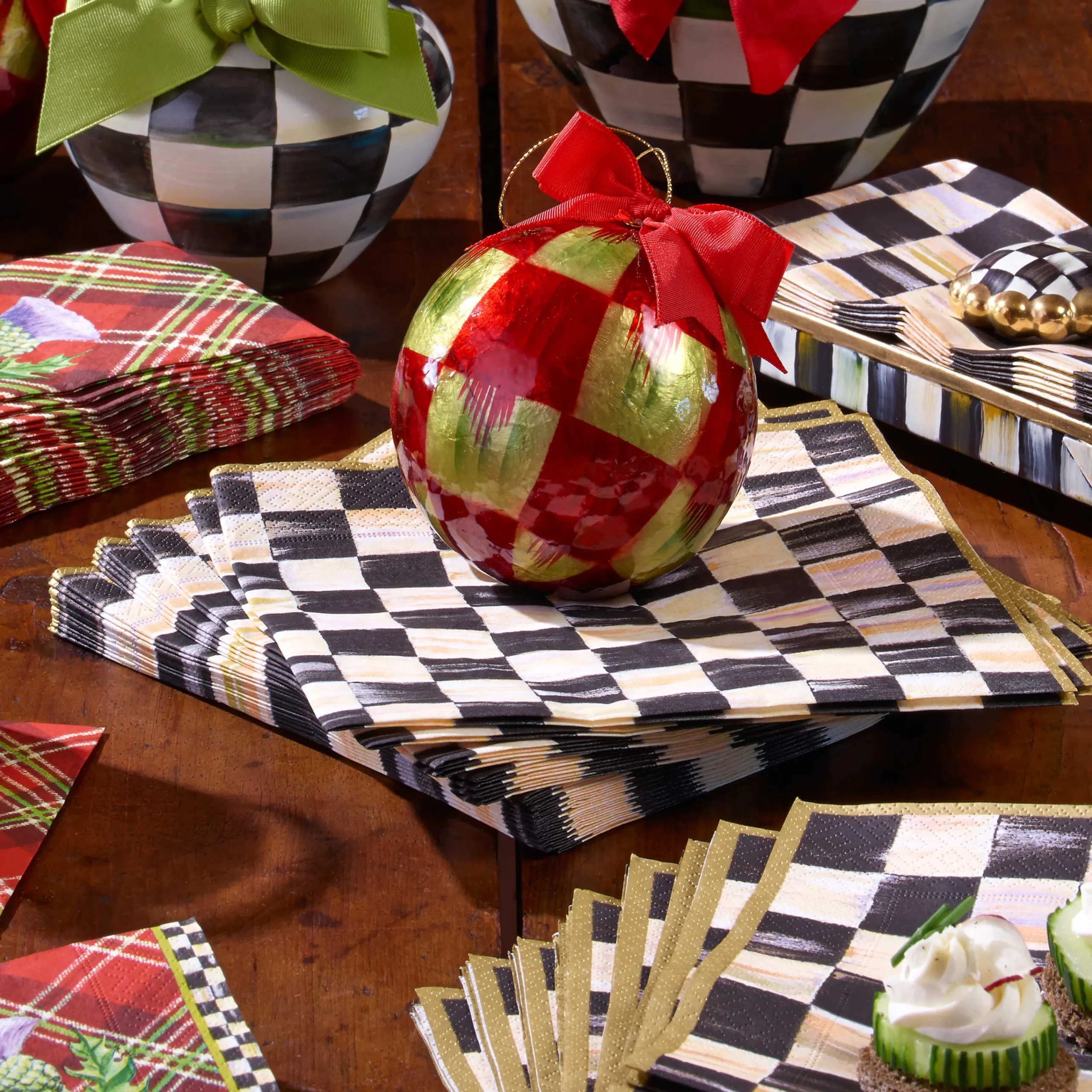 Courtly Check Paper Napkins - Dinner - Gold|MacKenzie-Childs Best