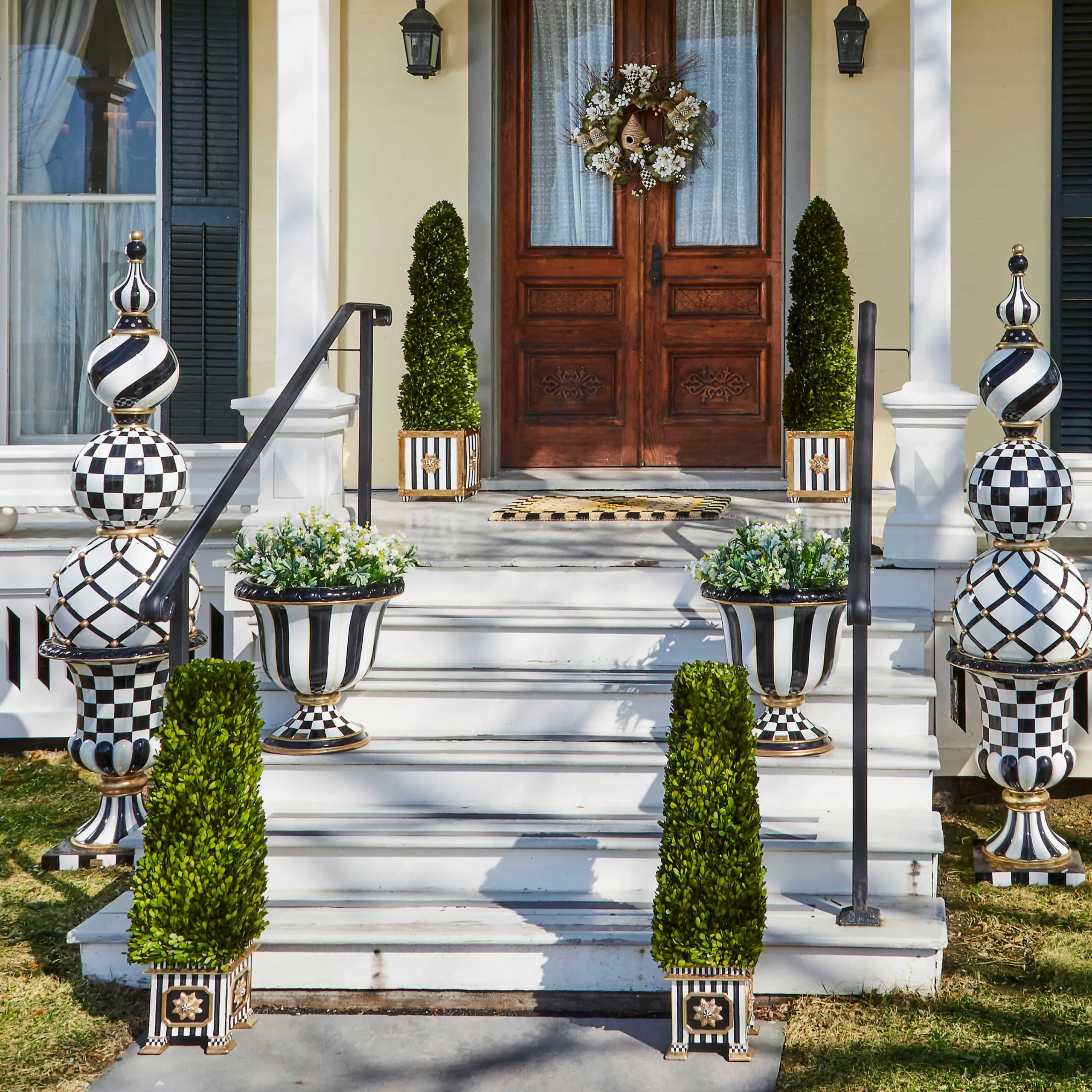 Courtly Check Pedestal Urn|MacKenzie-Childs Clearance