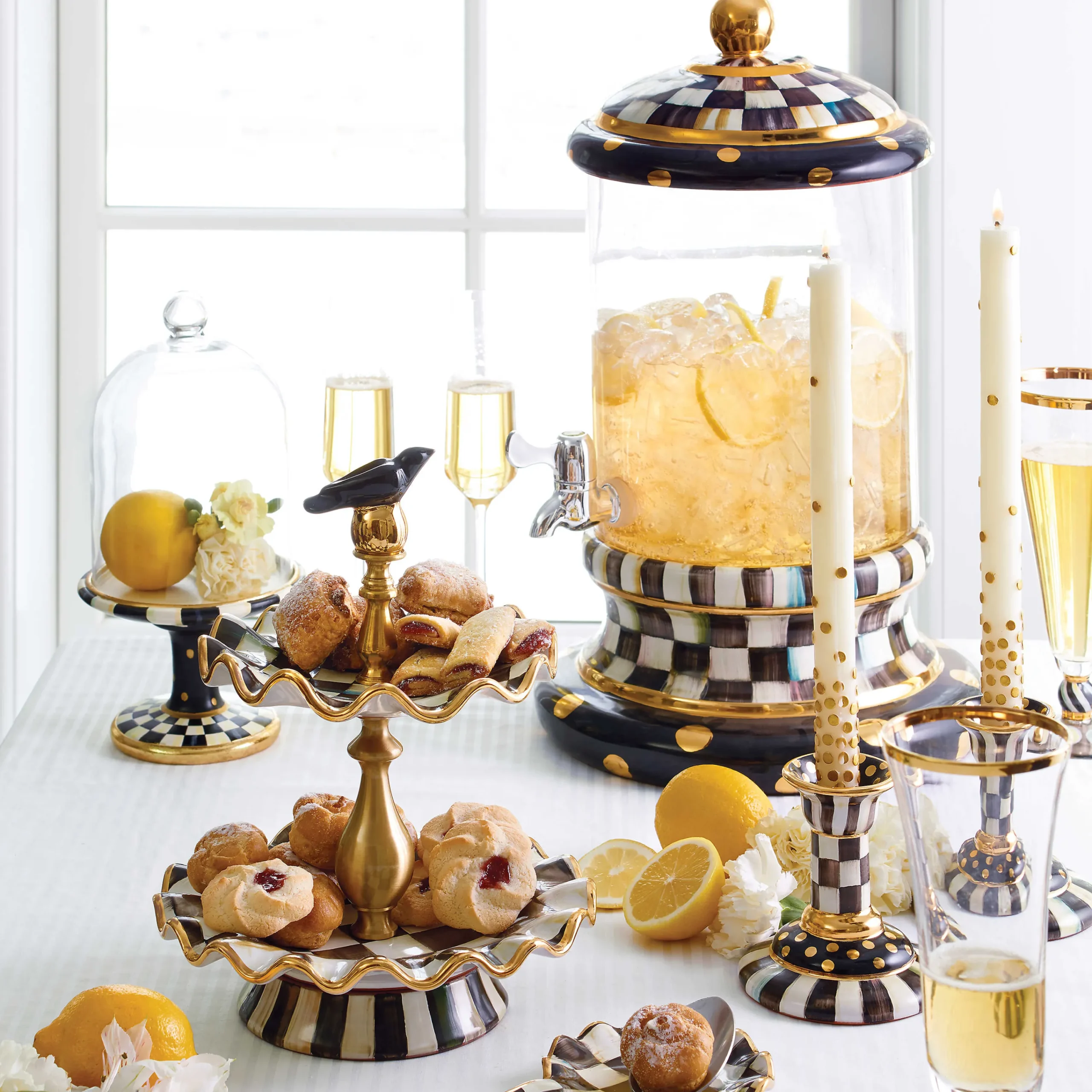 Courtly Check Pedestal With Cloche|MacKenzie-Childs Outlet