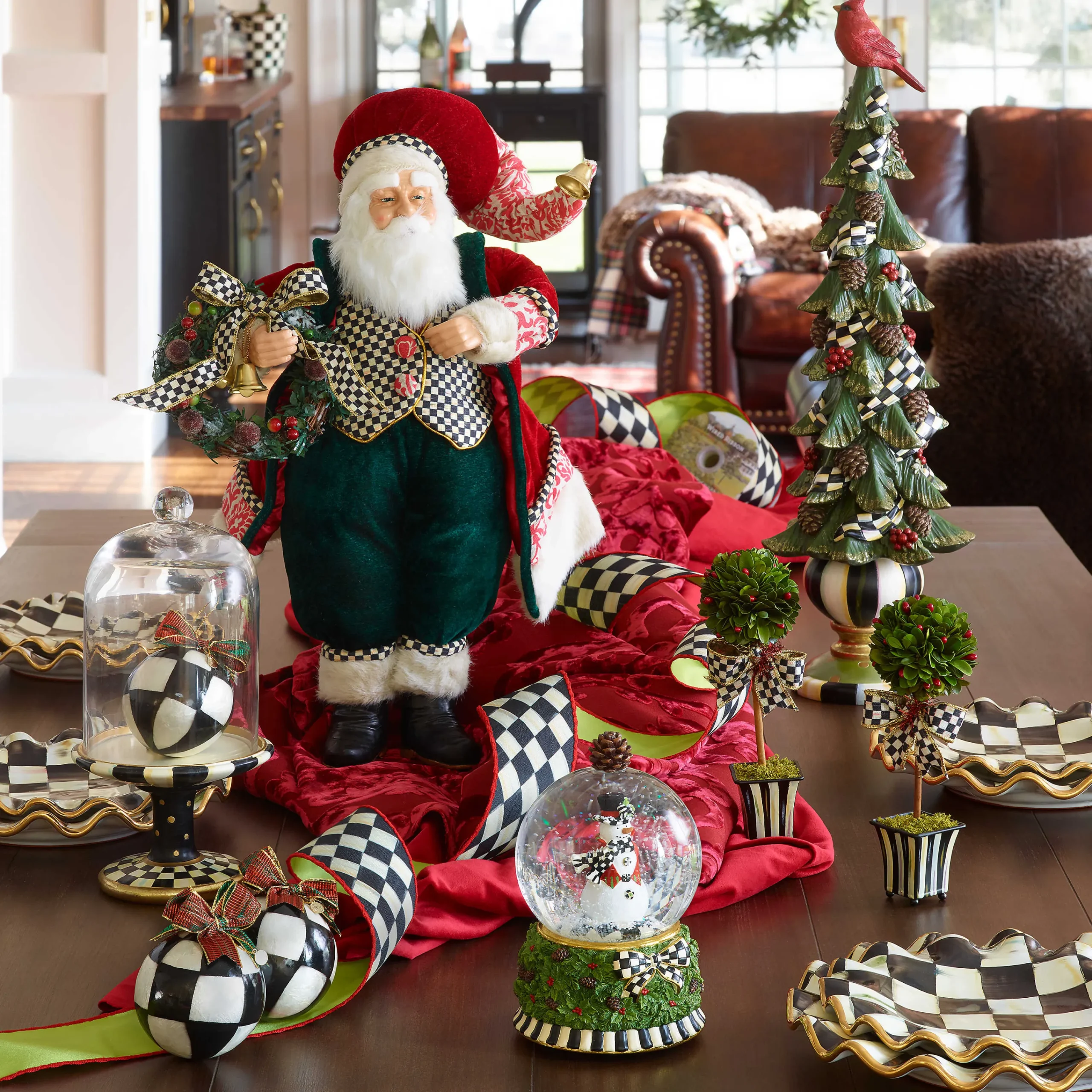 Courtly Check Pedestal With Cloche|MacKenzie-Childs Outlet