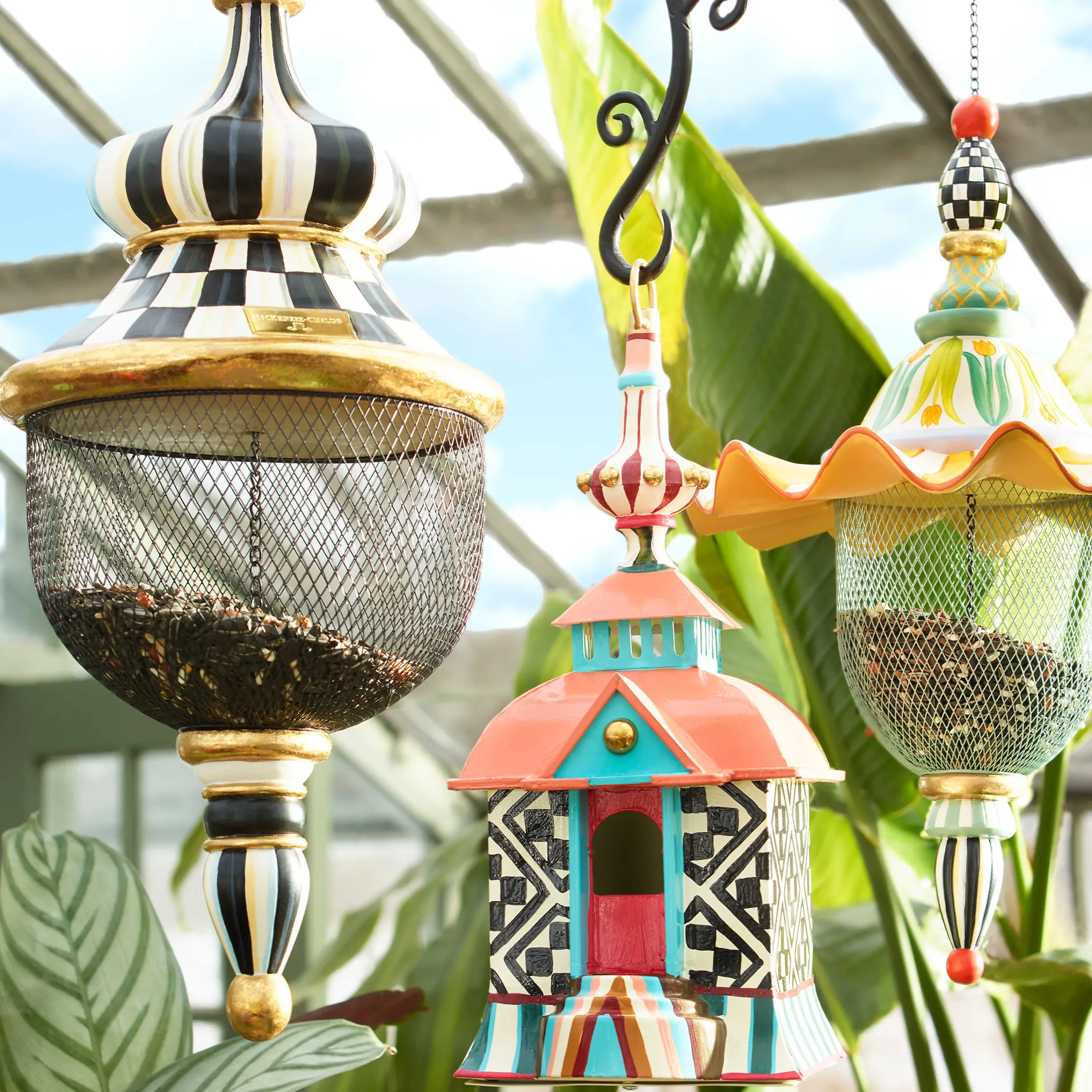 Courtly Check Pendant Bird Feeder|MacKenzie-Childs Online