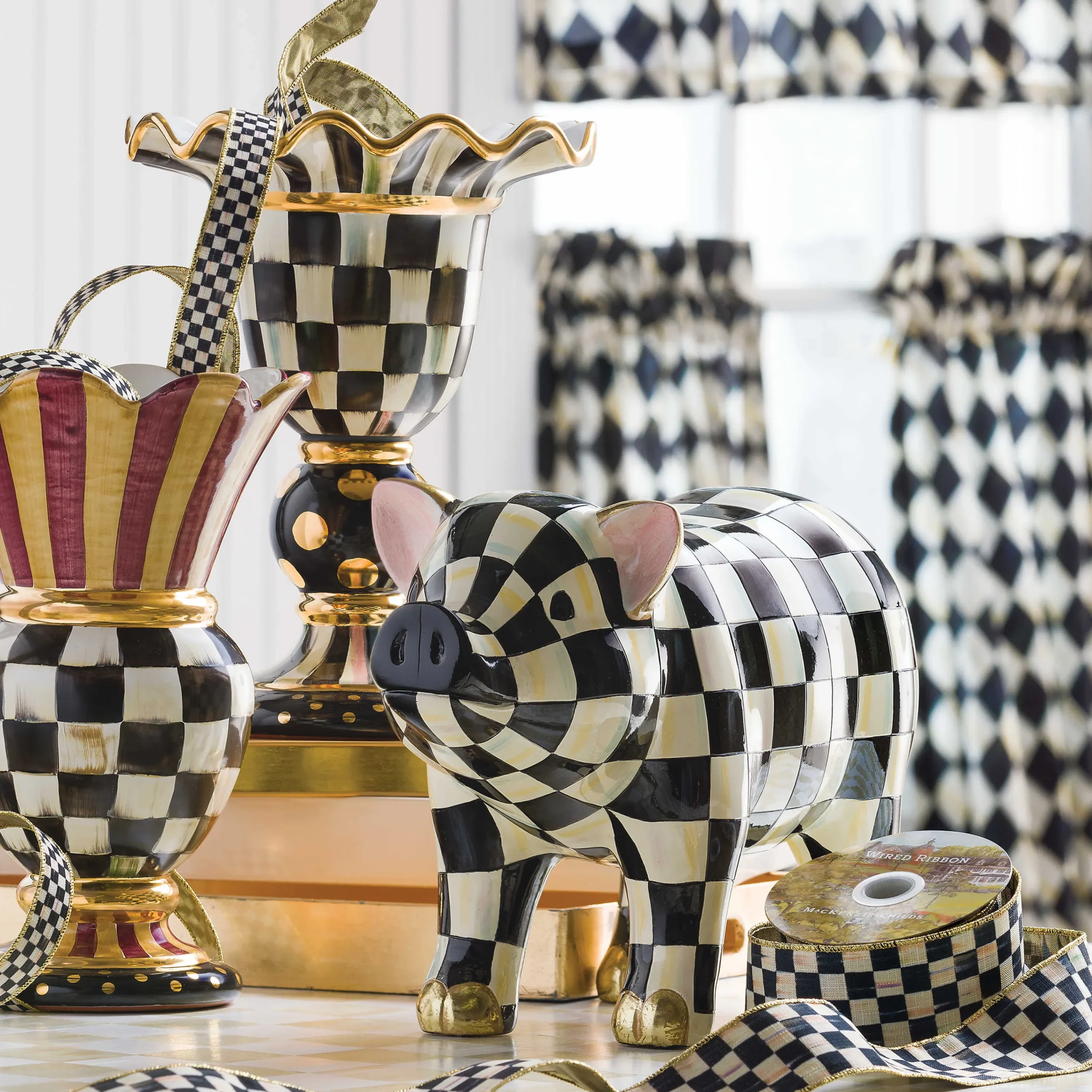 Courtly Check Pig Figurine|MacKenzie-Childs New