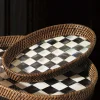 Courtly Check Rattan & Enamel Tray - Small|MacKenzie-Childs Outlet