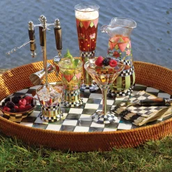 Courtly Check Rattan & Enamel Party Tray|MacKenzie-Childs Clearance