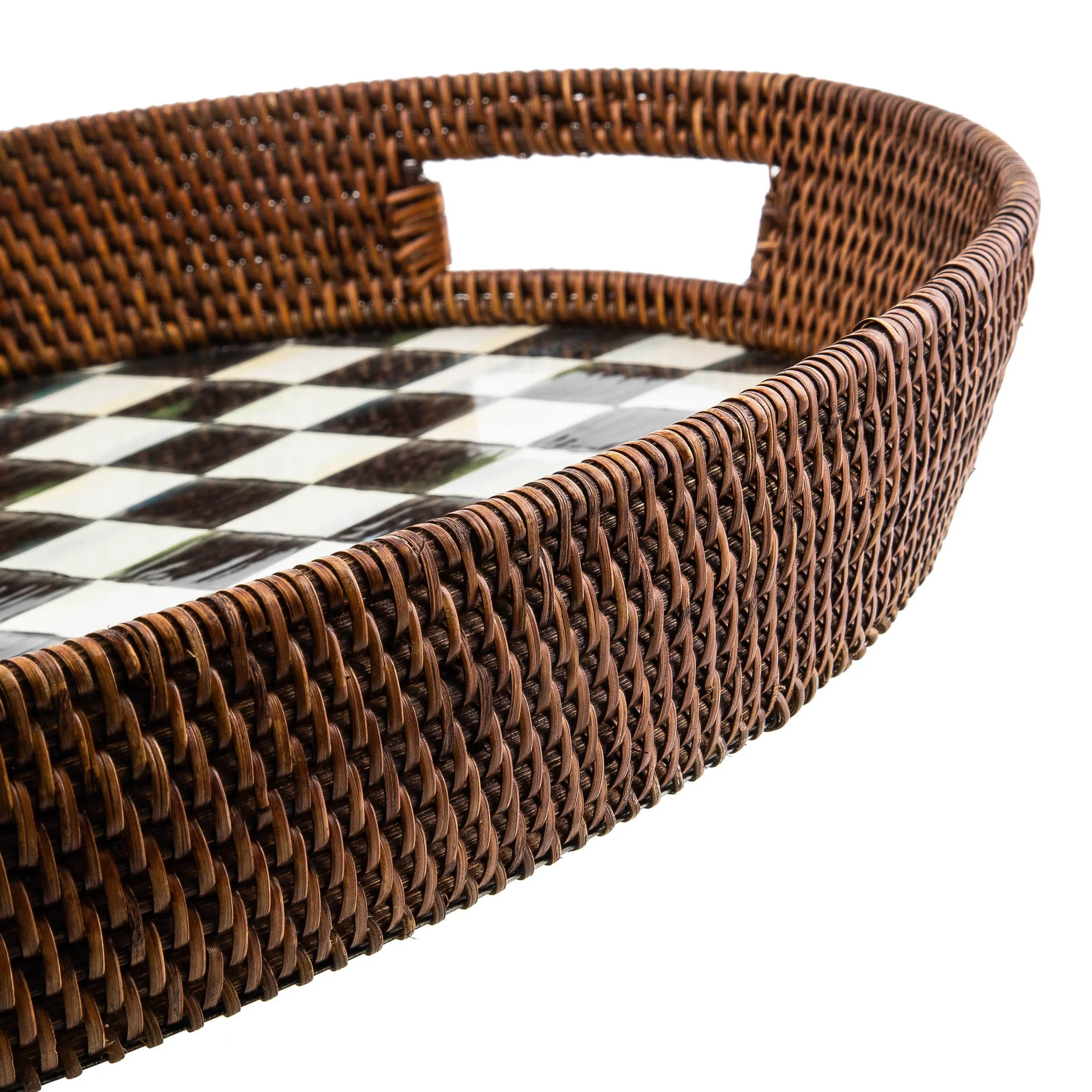 Courtly Check Rattan & Enamel Party Tray|MacKenzie-Childs Clearance