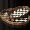 Courtly Check Rattan & Enamel Tray - Large|MacKenzie-Childs Hot