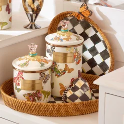 Courtly Check Rattan & Enamel Tray - Large|MacKenzie-Childs Hot