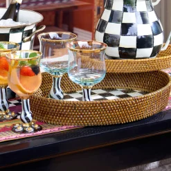 Courtly Check Rattan & Enamel Tray - Large|MacKenzie-Childs Hot
