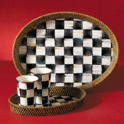 Courtly Check Rattan & Enamel Tray - Large|MacKenzie-Childs Hot