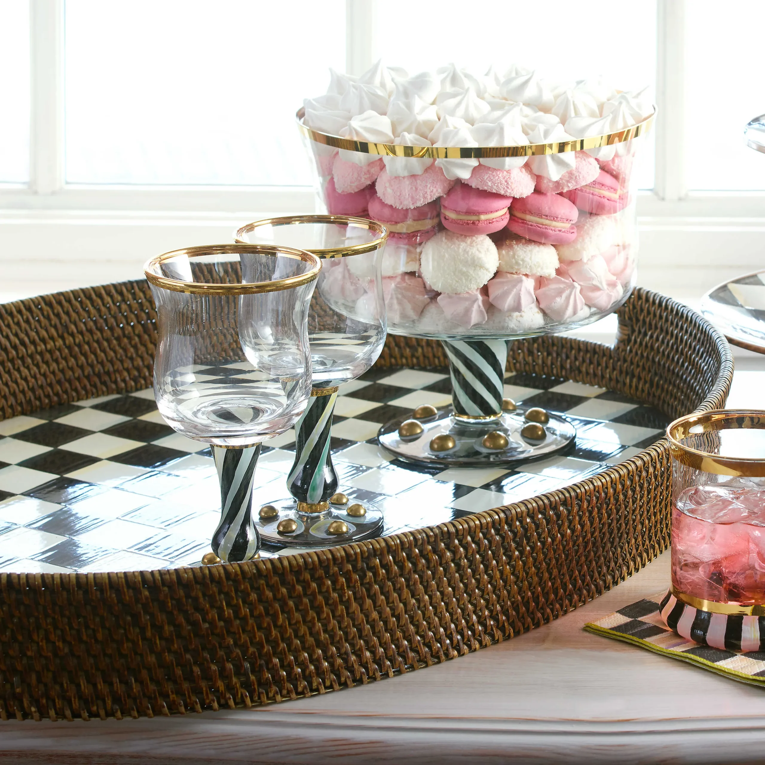 Courtly Check Rattan & Enamel Tray - Large|MacKenzie-Childs Hot