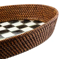 Courtly Check Rattan & Enamel Tray - Large|MacKenzie-Childs Hot