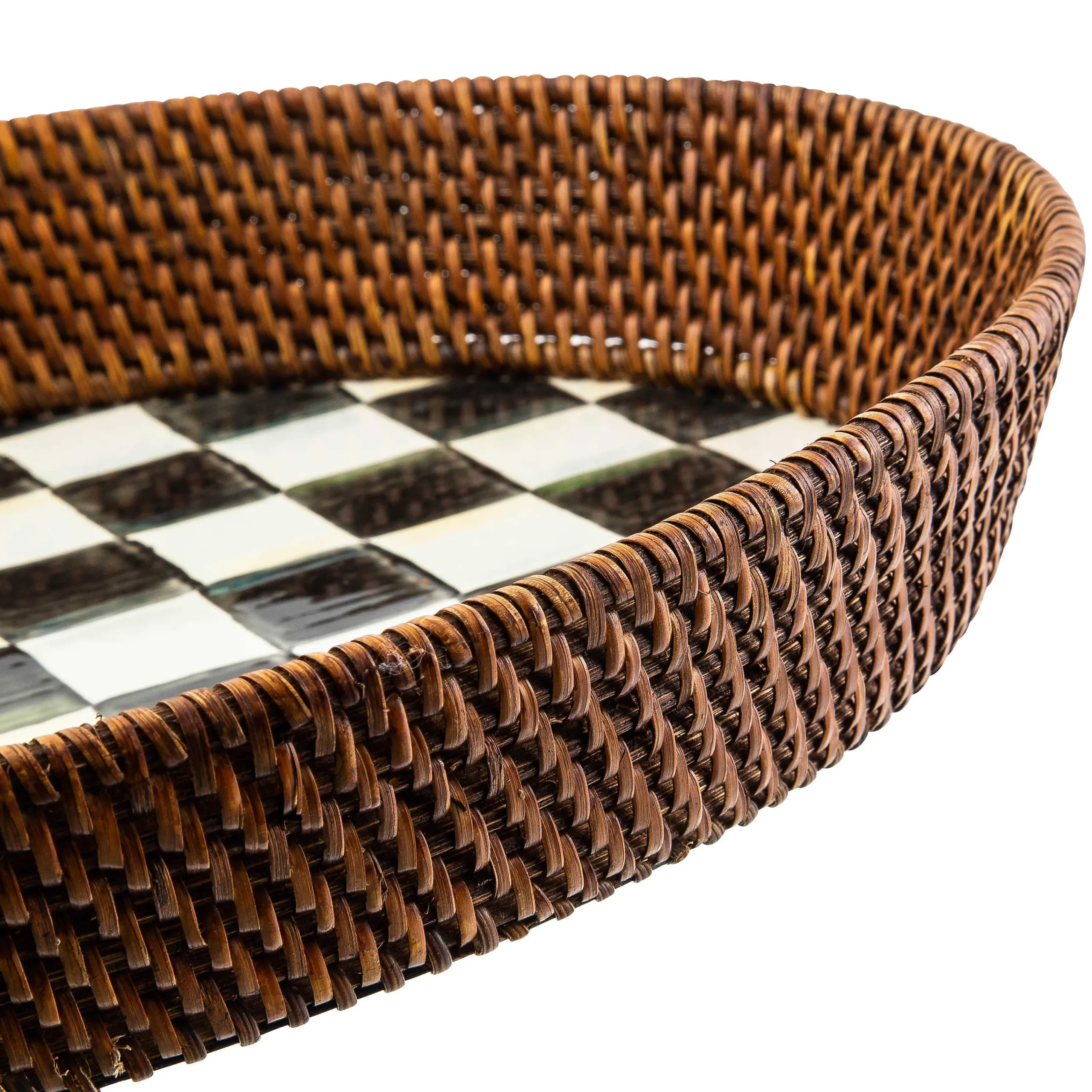 Courtly Check Rattan & Enamel Tray - Large|MacKenzie-Childs Hot