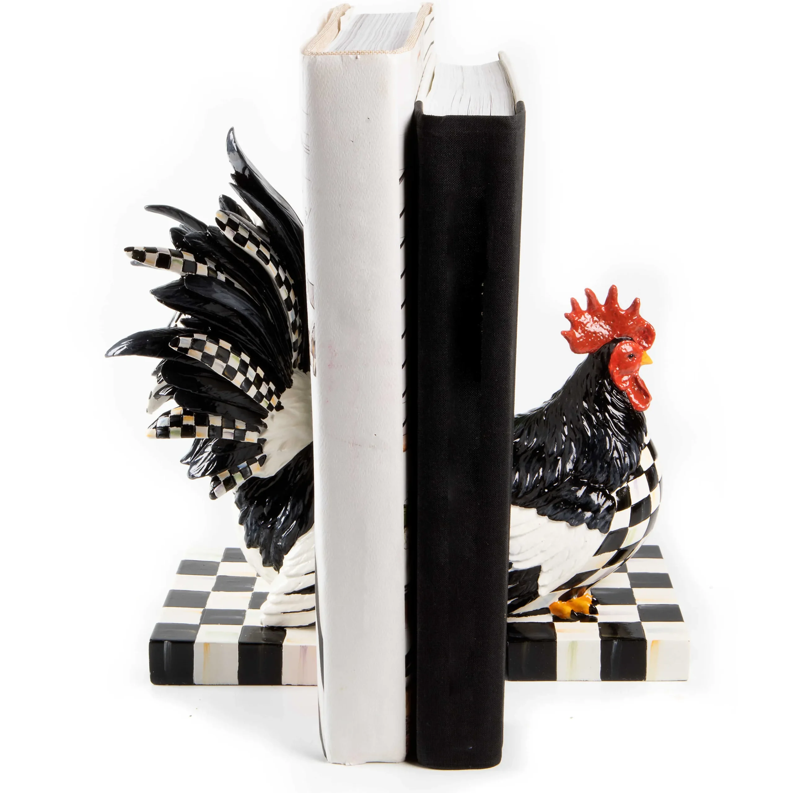 Courtly Check Rooster Book Ends|MacKenzie-Childs New