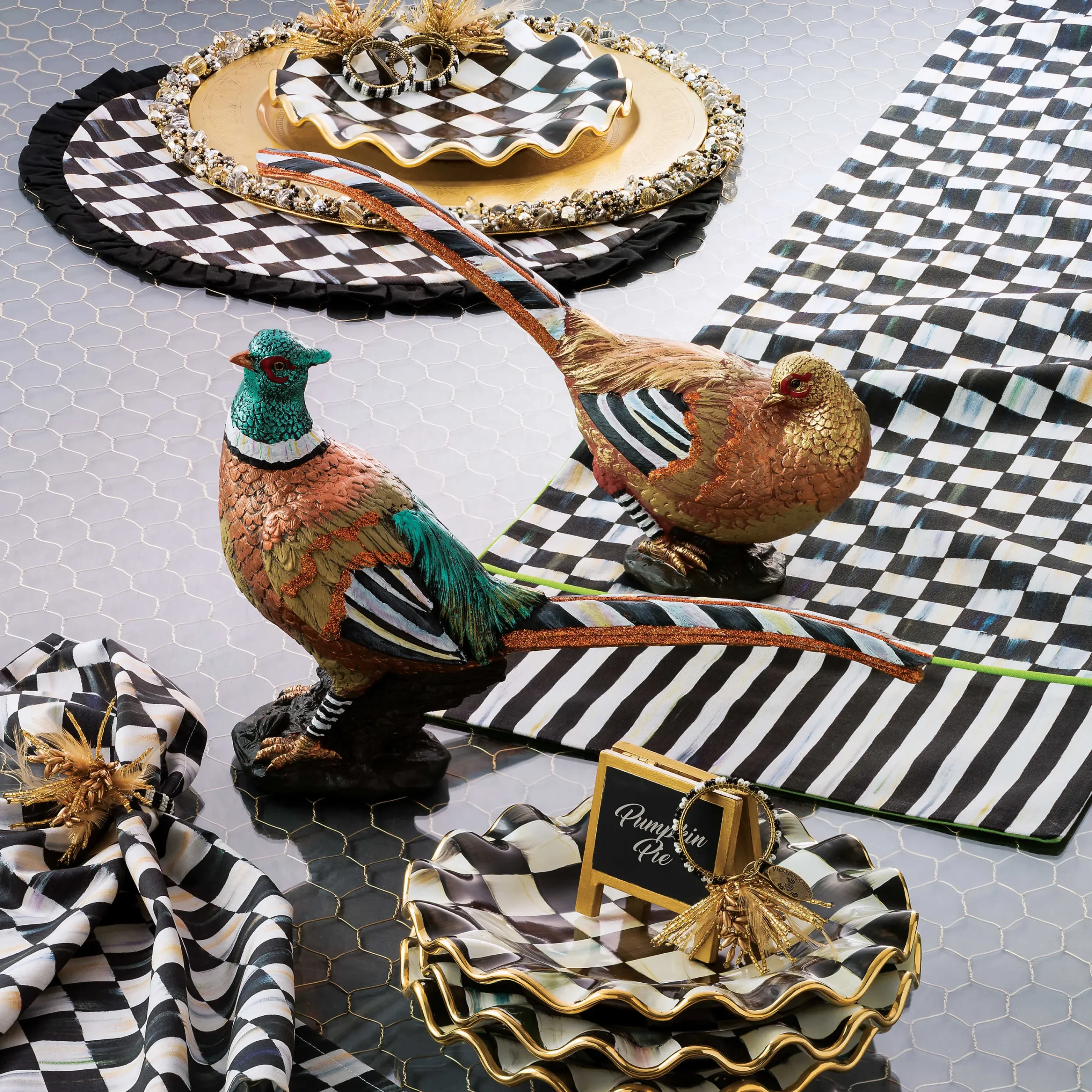 Courtly Check Round Placemat|MacKenzie-Childs Clearance