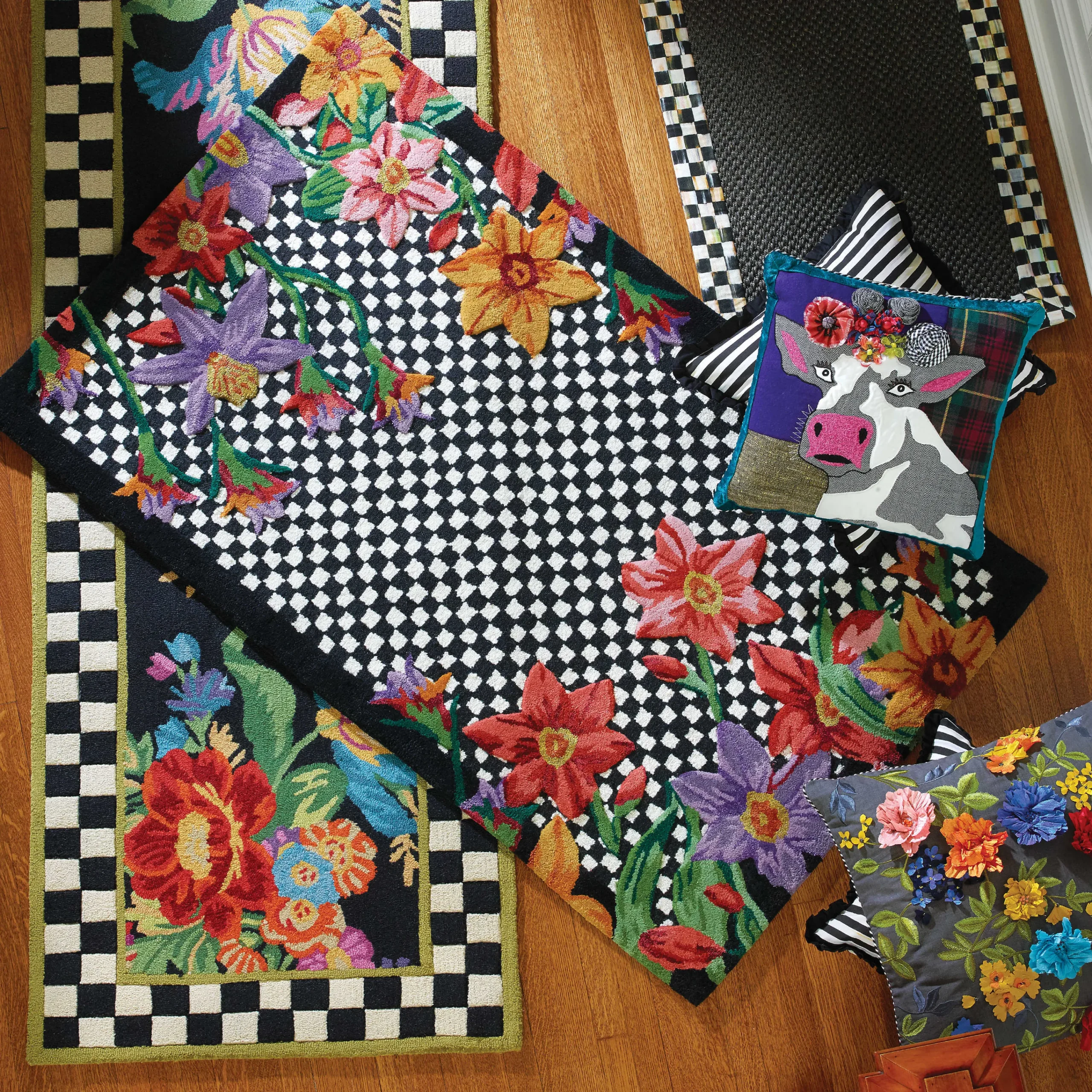 Courtly Check Ruffled Square Pillow|MacKenzie-Childs