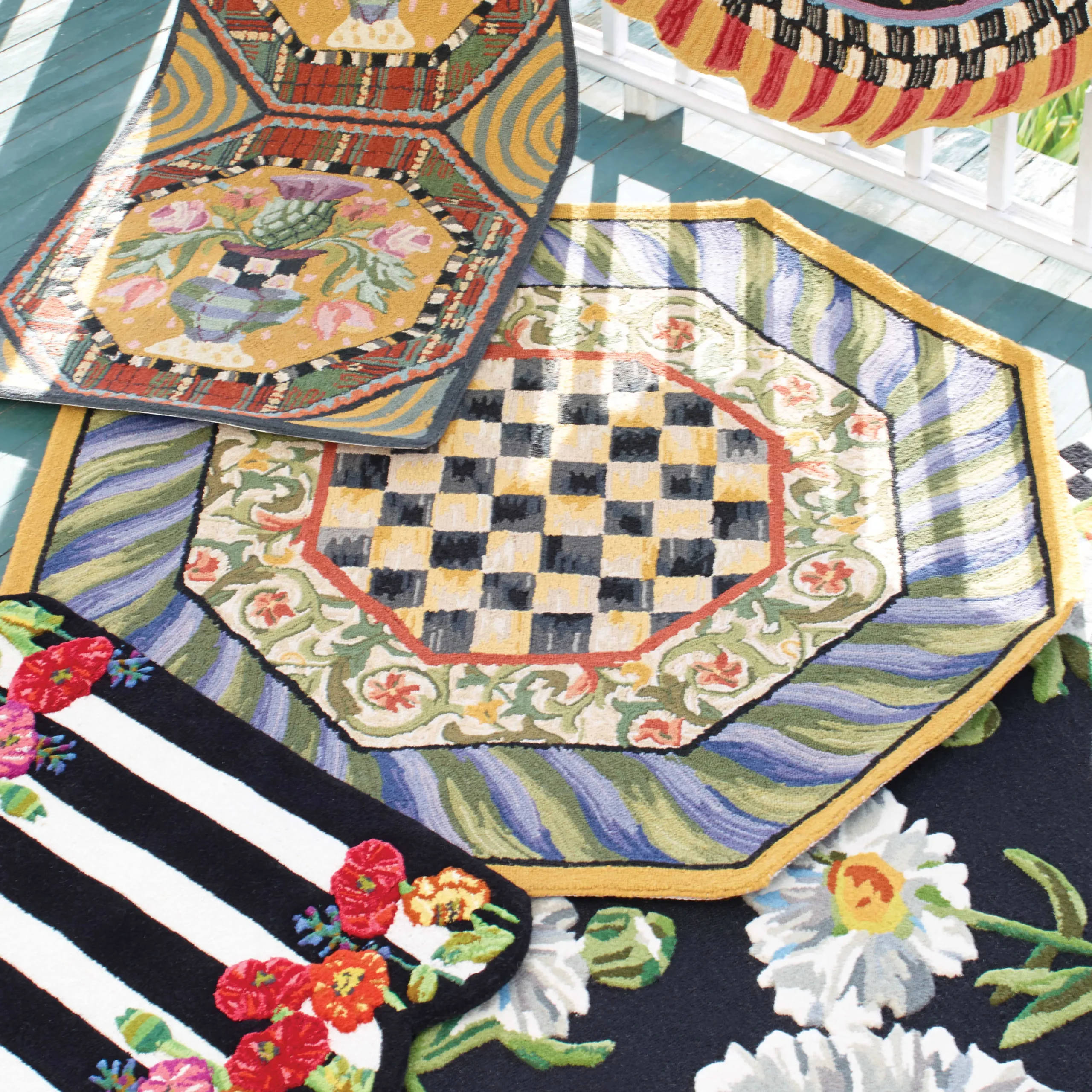 Courtly Check Rug - 5' Octagon - Purple & Green|MacKenzie-Childs Outlet