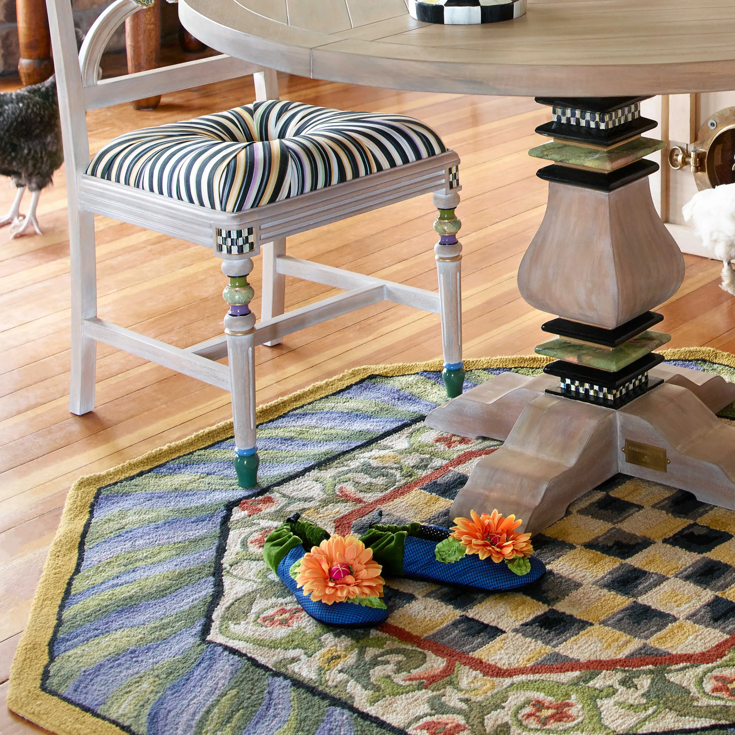 Courtly Check Rug - 5' Octagon - Purple & Green|MacKenzie-Childs Outlet