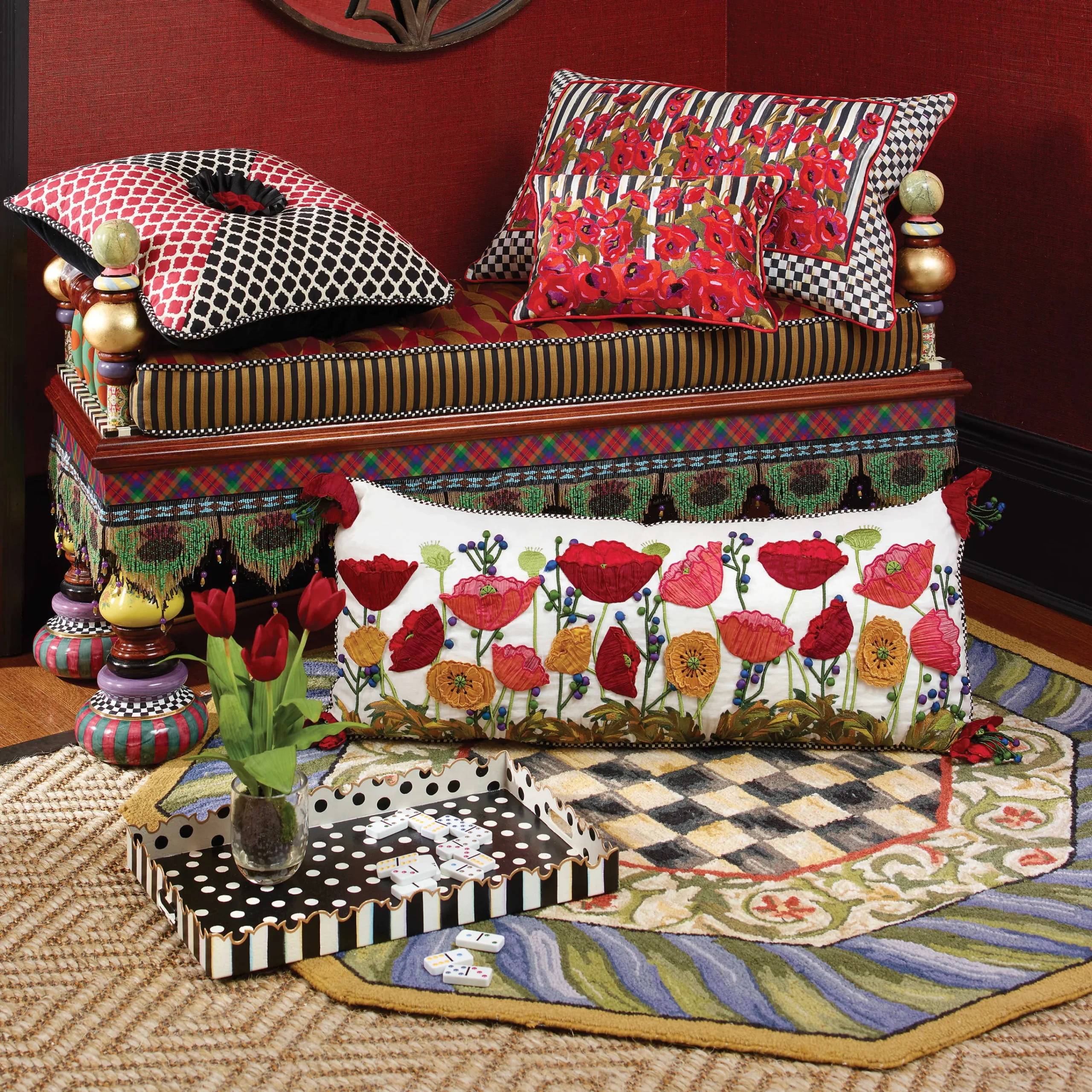 Courtly Check Rug - 5' Octagon - Purple & Green|MacKenzie-Childs Outlet