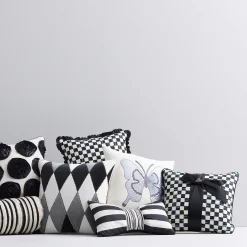 Courtly Check Sash Pillow - Black|MacKenzie-Childs Outlet