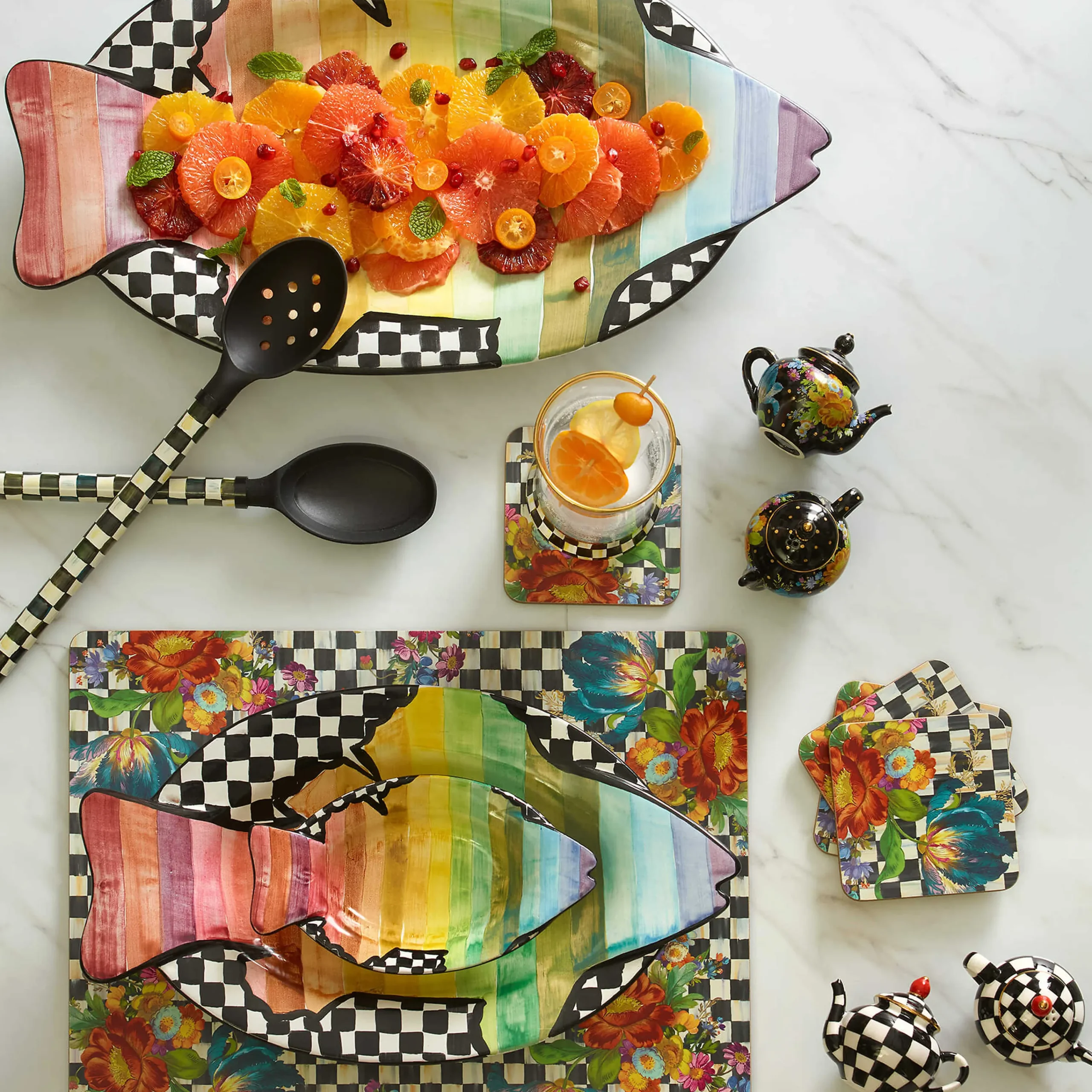 Courtly Check Slotted Spoon - Black|MacKenzie-Childs Best